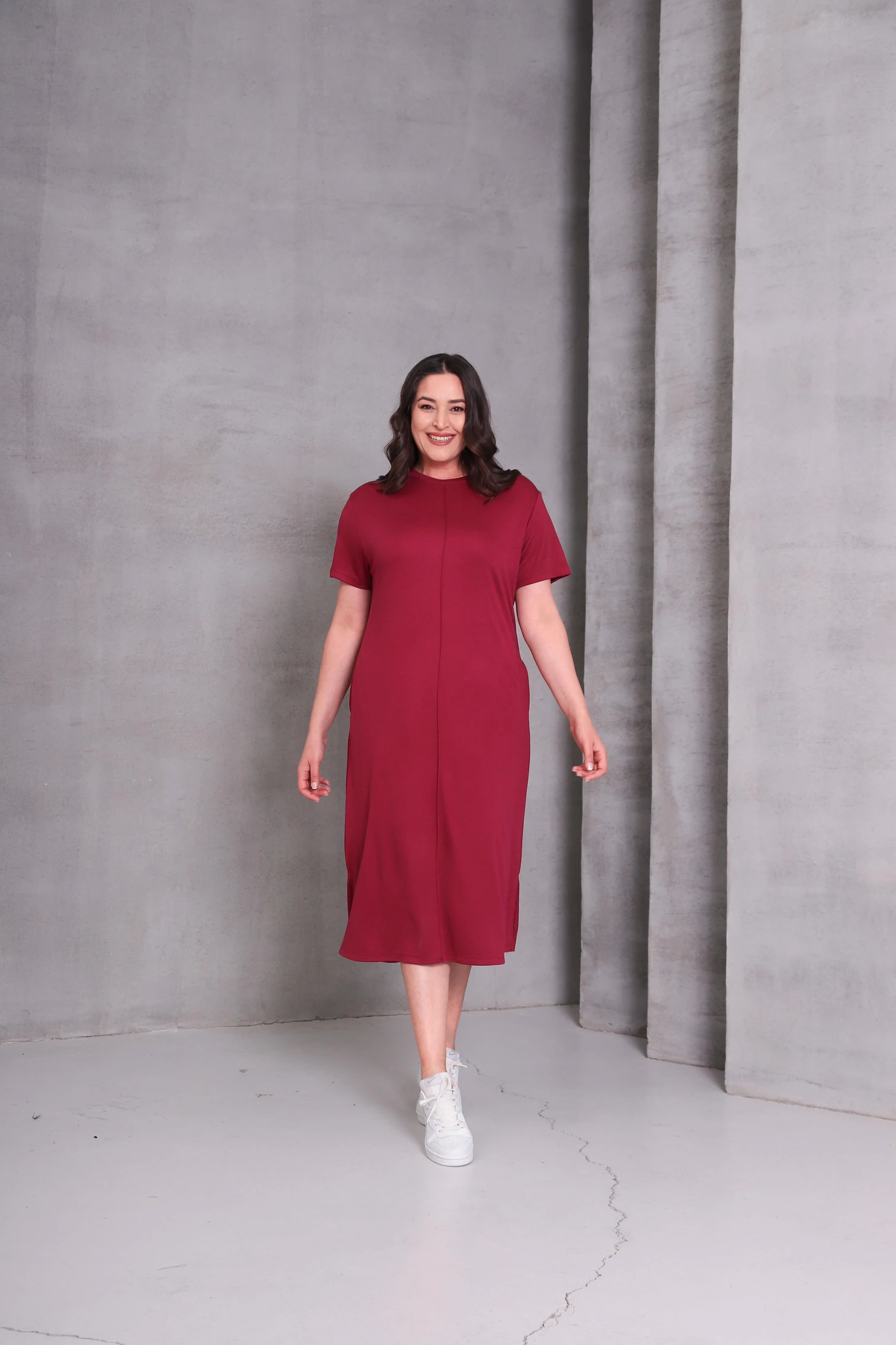 Büyük Beden Oysho Elbise - Bordo