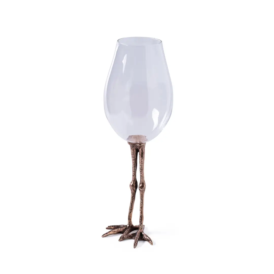 SUMI Wine Glass - Cast Bronze Heron Bird Leg | Atelier Terra Madre