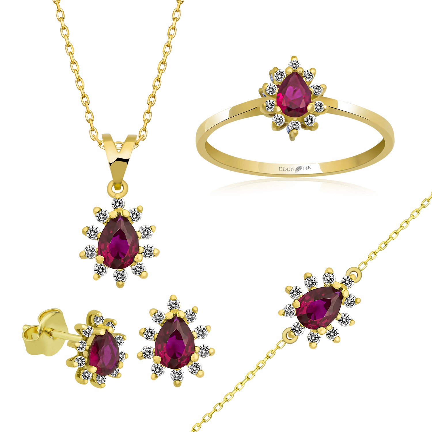 Faceted Ruby Bracelet in Gold | KLENOTA