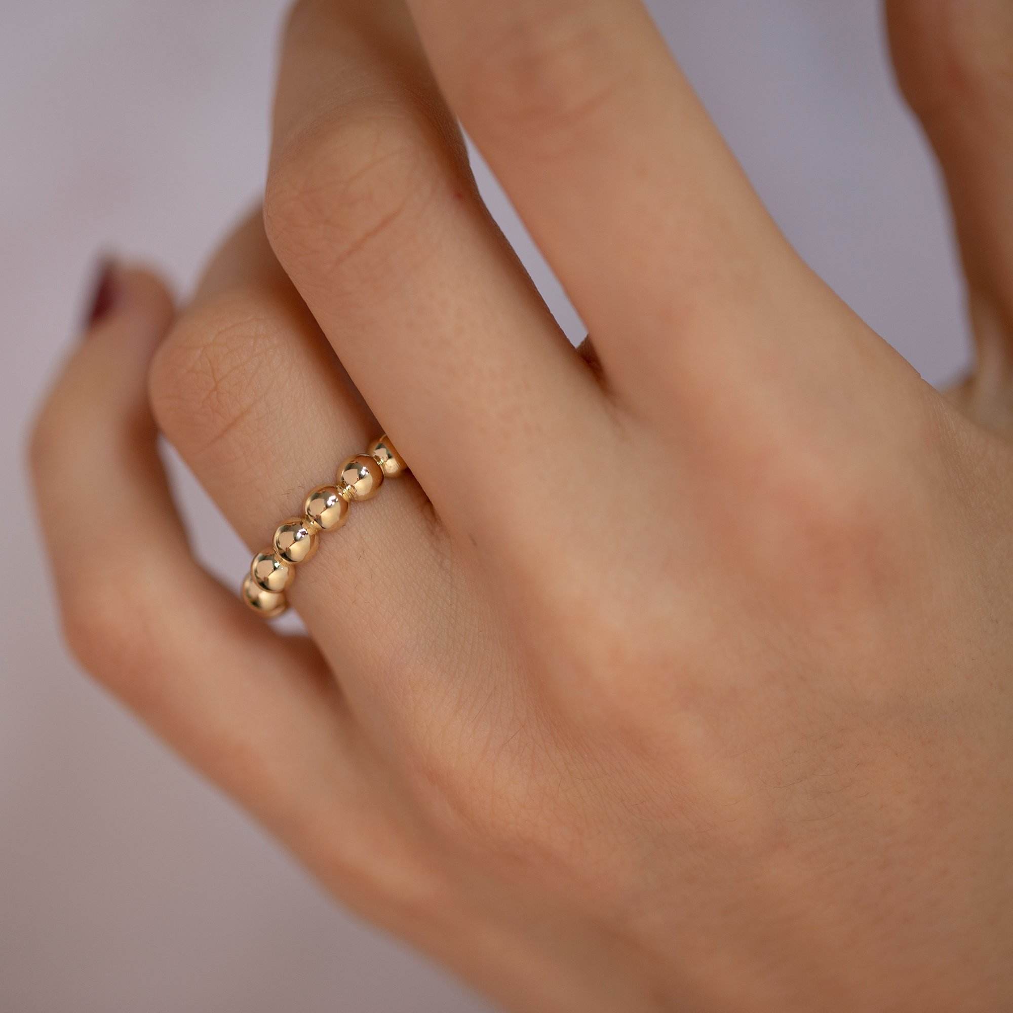 14K Solid Gold Ball Ring