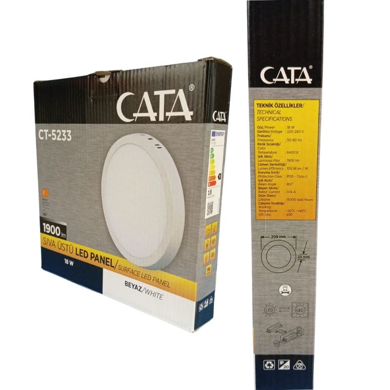 Cata 18W Sıva Üstü Led Panel Yuvarlak CT-5233