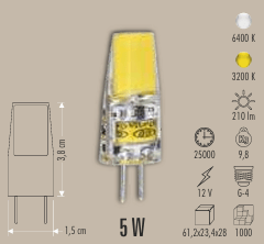 CATA 5W COB LEDLİ G-4 KAPSÜL 12 V CT-4252