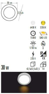 CATA 30W SIVA ÜSTÜ LED PANELYUVARLAK CT-5273