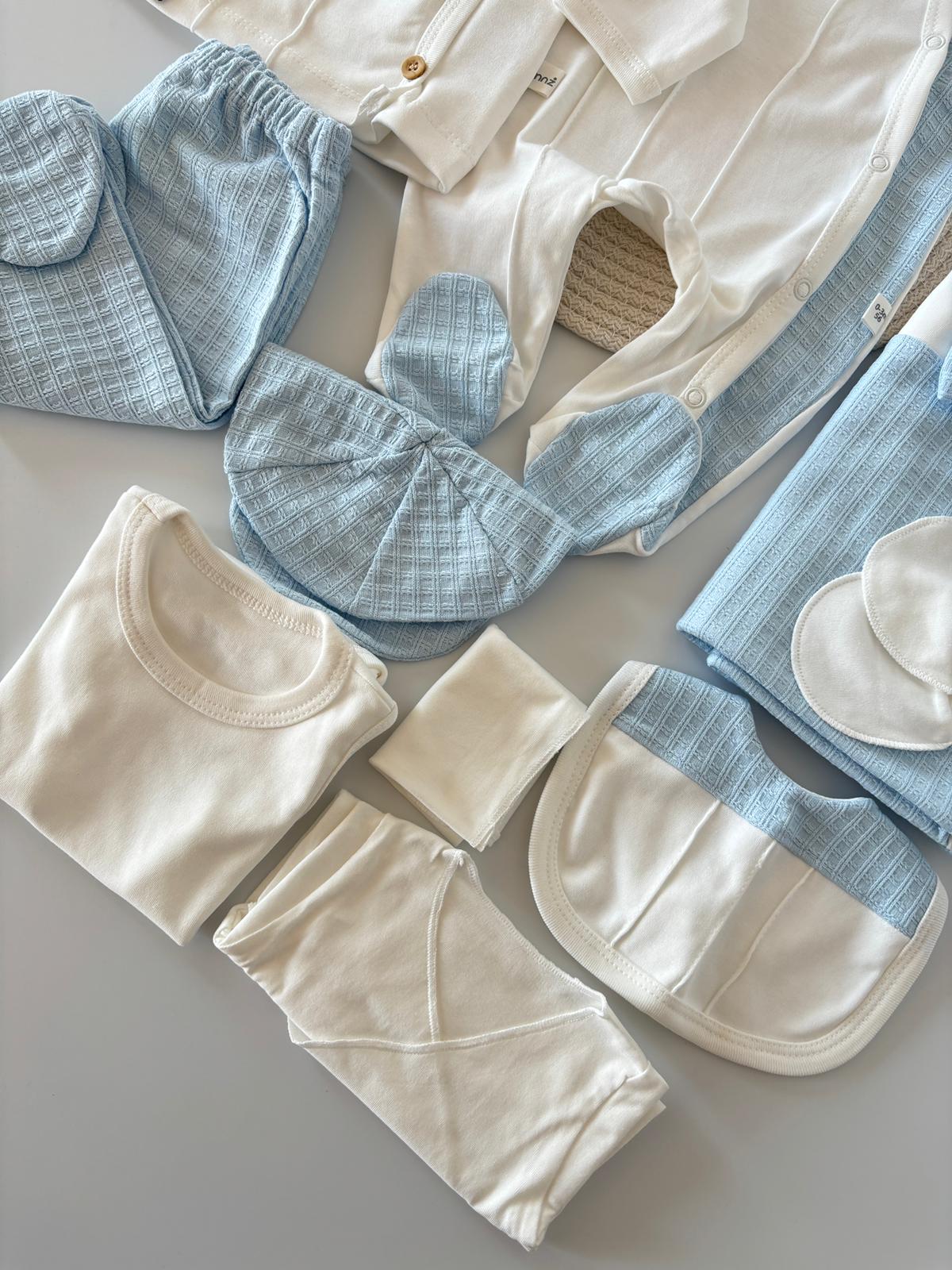 Erkek Bebek 0-3 Ay Carısma Nervüllü 10'lu Set Mavi Renk