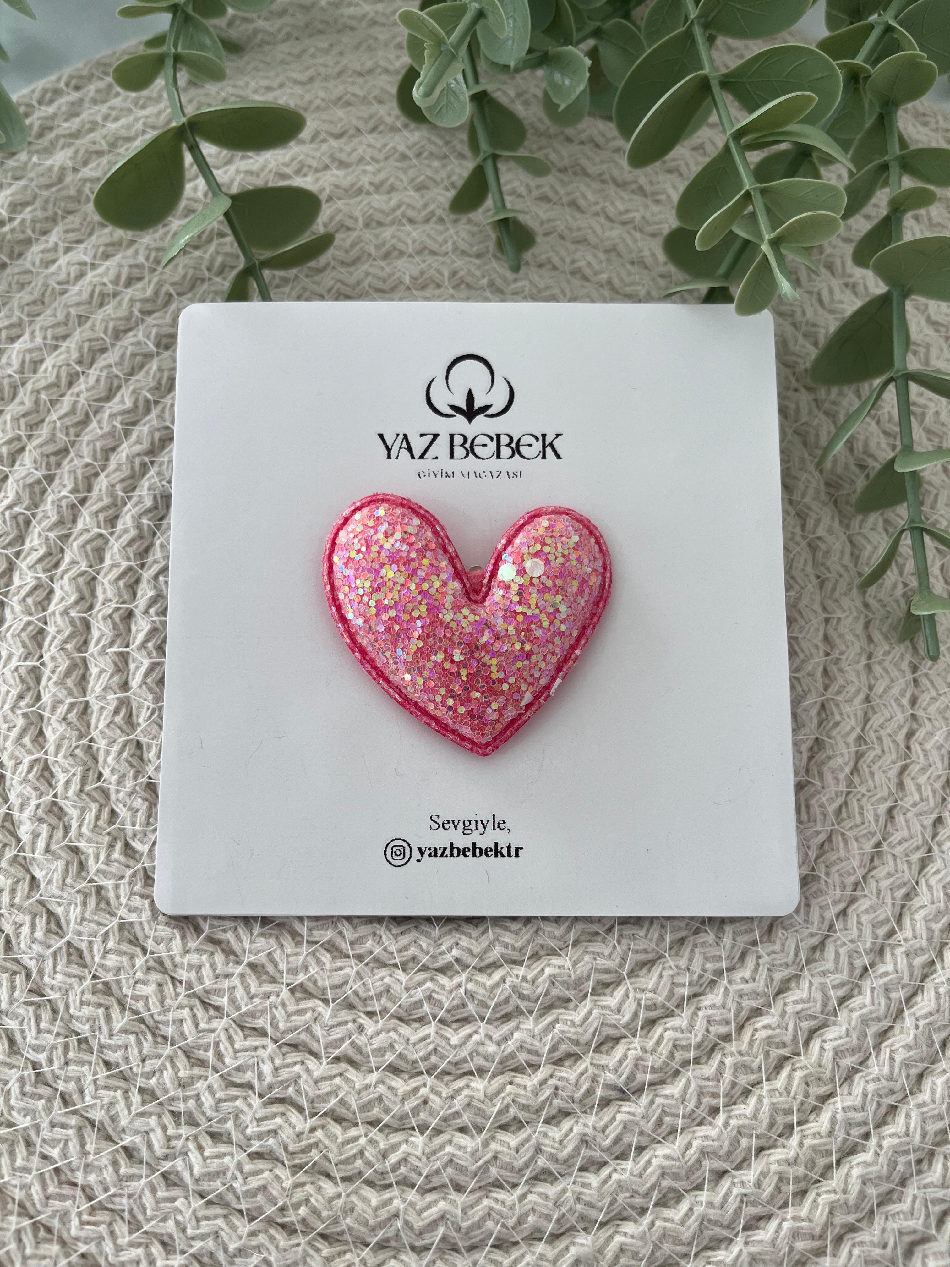 Sevimli Kalp Pırıltılı Toka