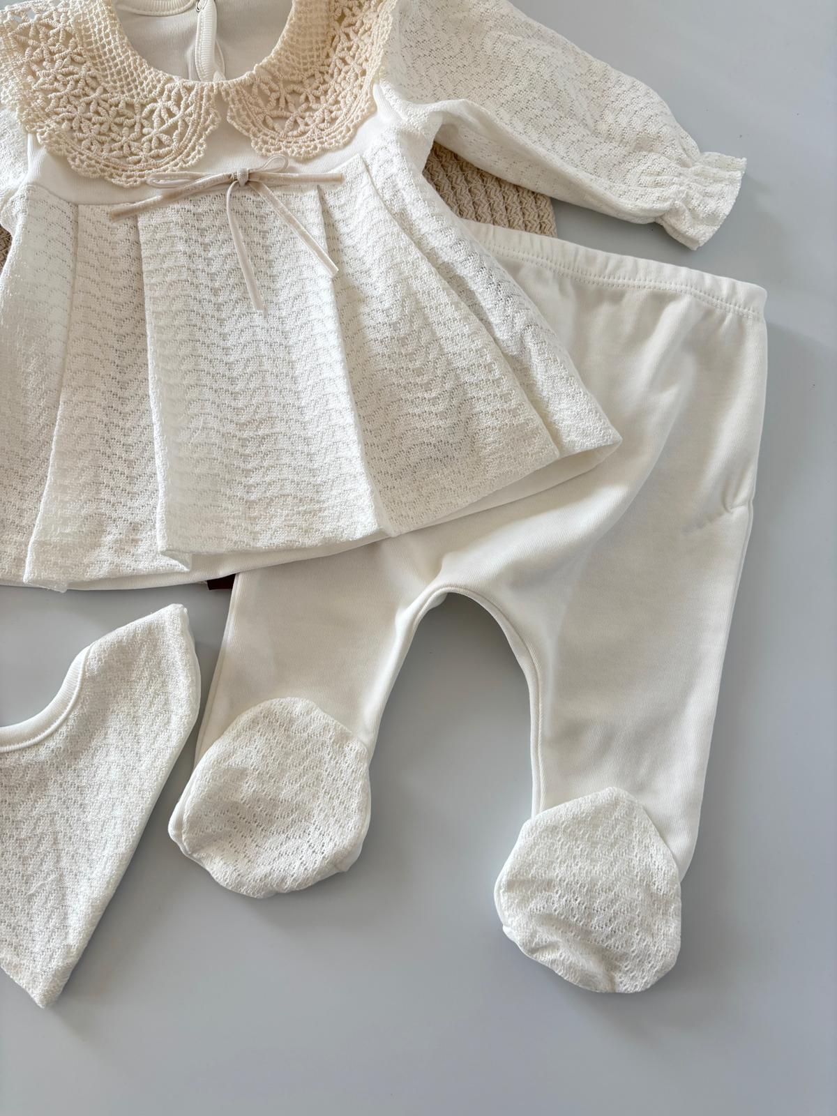 Kız Bebek 0-3 Ay NATALIA 5’li Hastane Çıkış Seti Ekru Renk