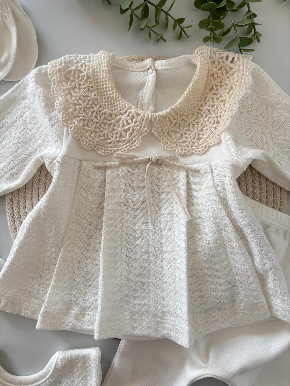 Kız Bebek 0-3 Ay NATALIA 5’li Hastane Çıkış Seti Ekru Renk