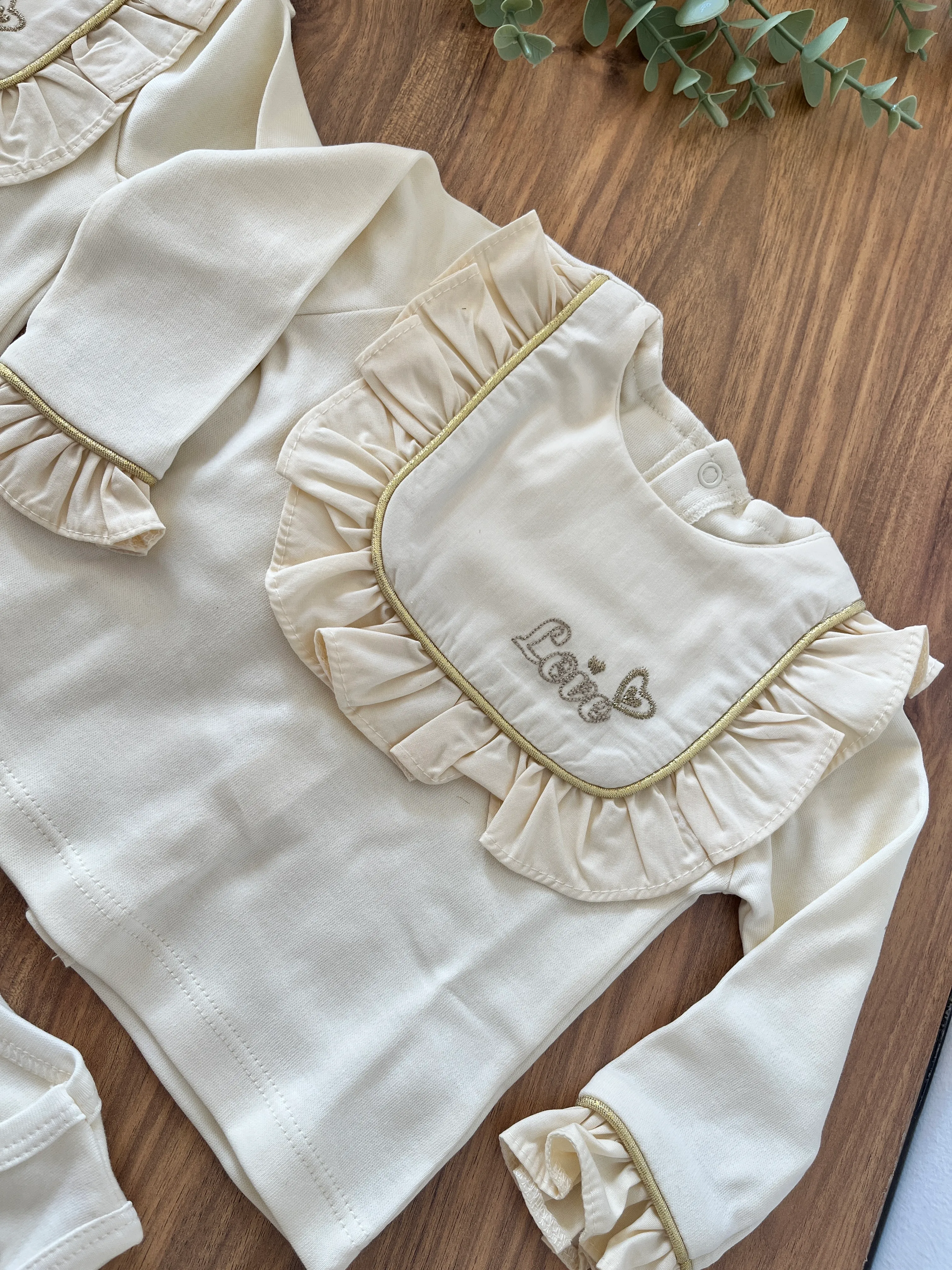 Kız Bebek Pamuklu 0-3 Ay Kalpli Love Naturel 10'lu Hastane Çıkışı