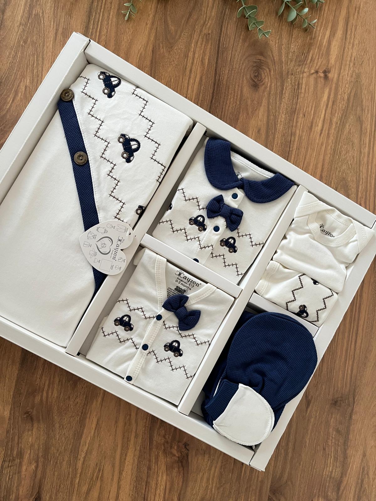 Erkek Bebek Pamuklu Araba Baskılı 0-3 Ay 10'lu Hastane Çıkışı