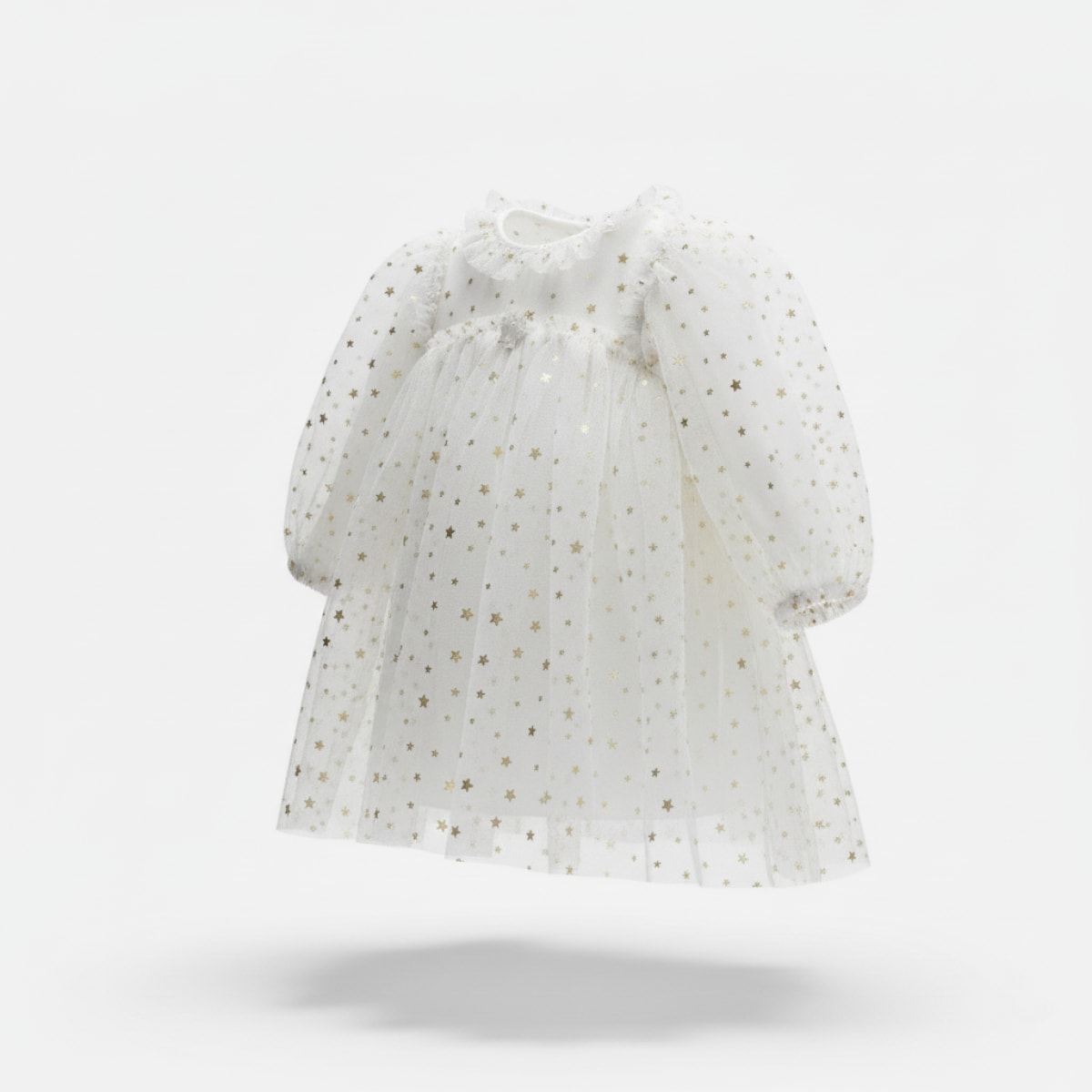 Kız Bebek Premium Pamuklu Yıldızlı Desenli Elbise