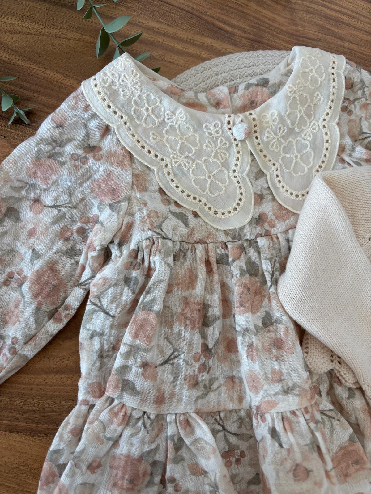 Kız Bebek Premium Rosalinda Elbise - Krem Renk
