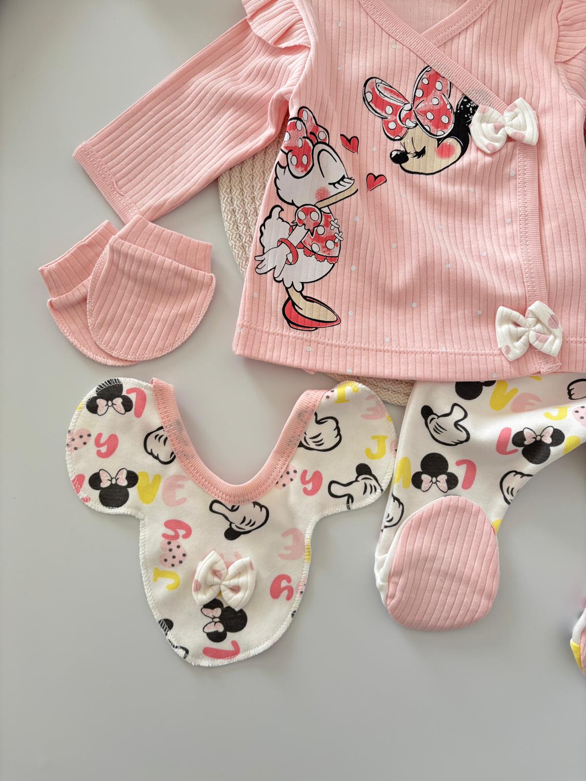 Kız Bebek 5’li Hastane Çıkış Seti Pembe Renk