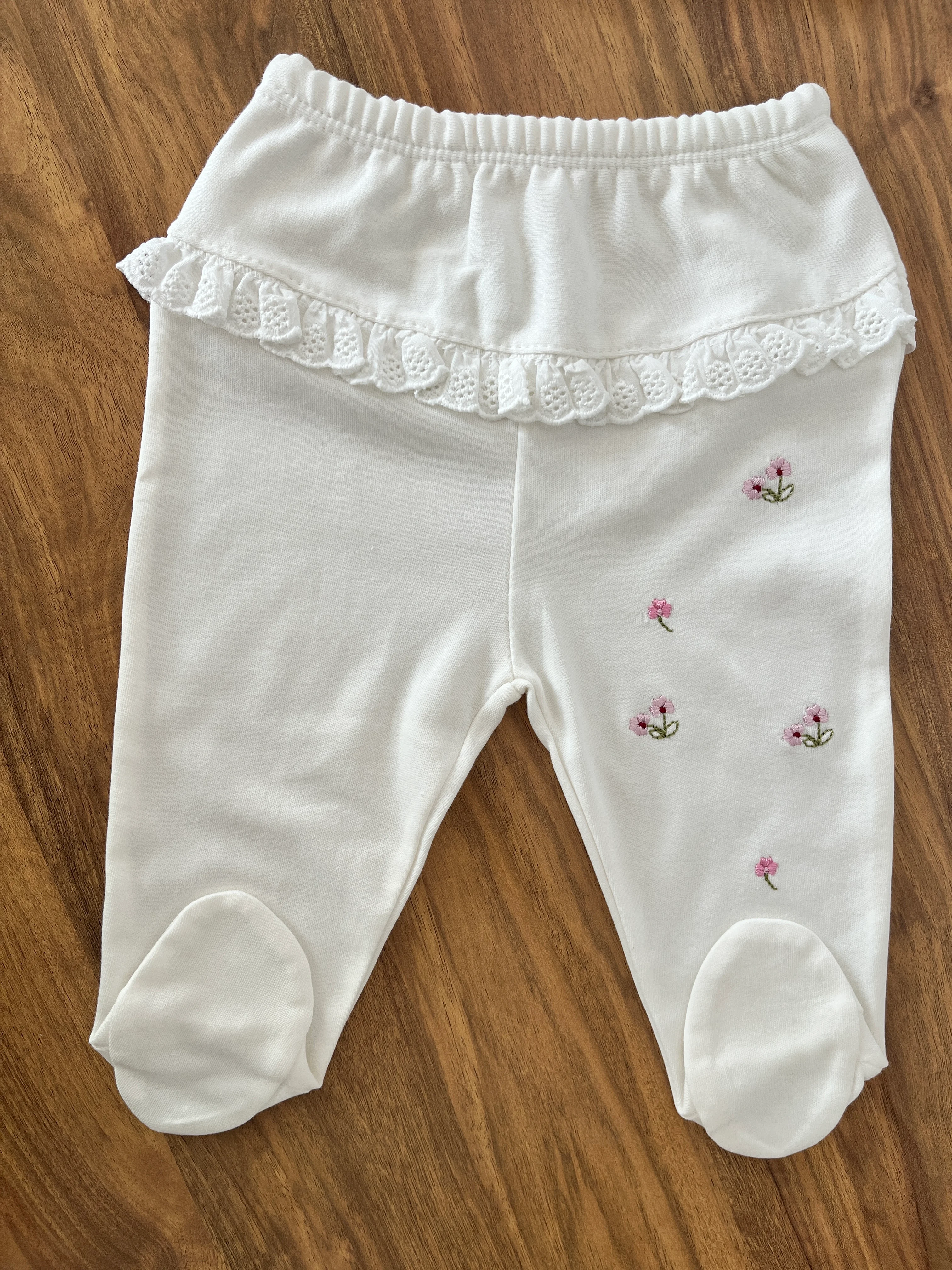 Kız Bebek 0-3 Ay Çiçek Nakışlı 5'li Set Ekru Renk