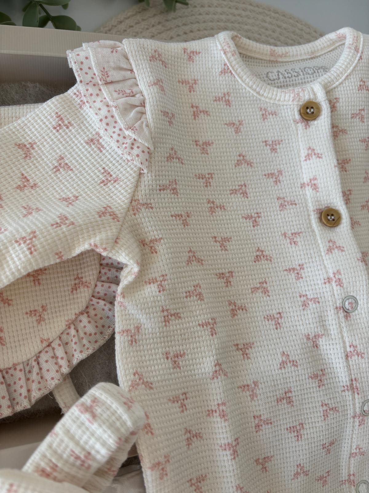 Kız Bebek Çiçek Baskılı Premium 10'lu Hastane Çıkışı Ekru