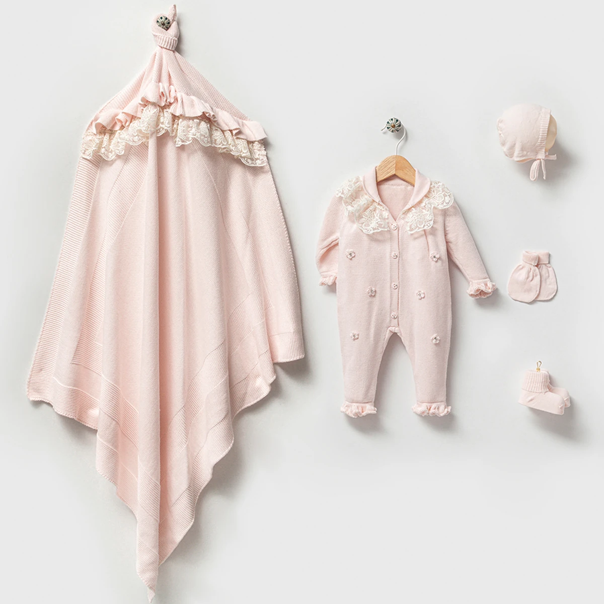 Nipperland Kız Bebek 0-3 Ay Papatya Motifli 5’li Pembe Renk Set