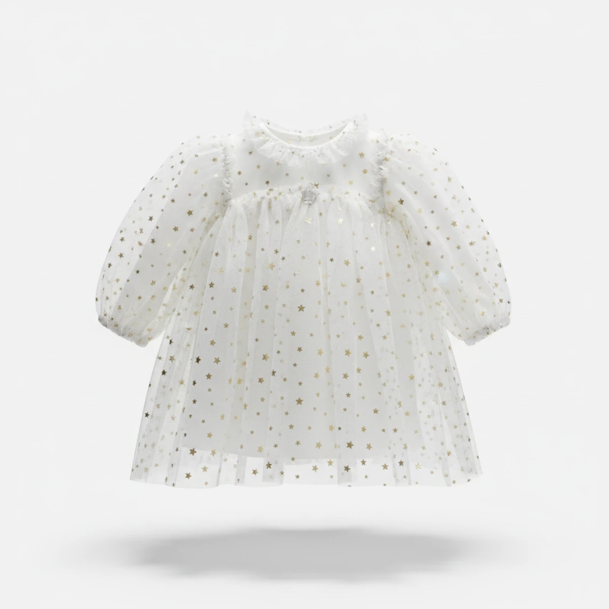Kız Bebek Premium Pamuklu Yıldızlı Desenli Elbise