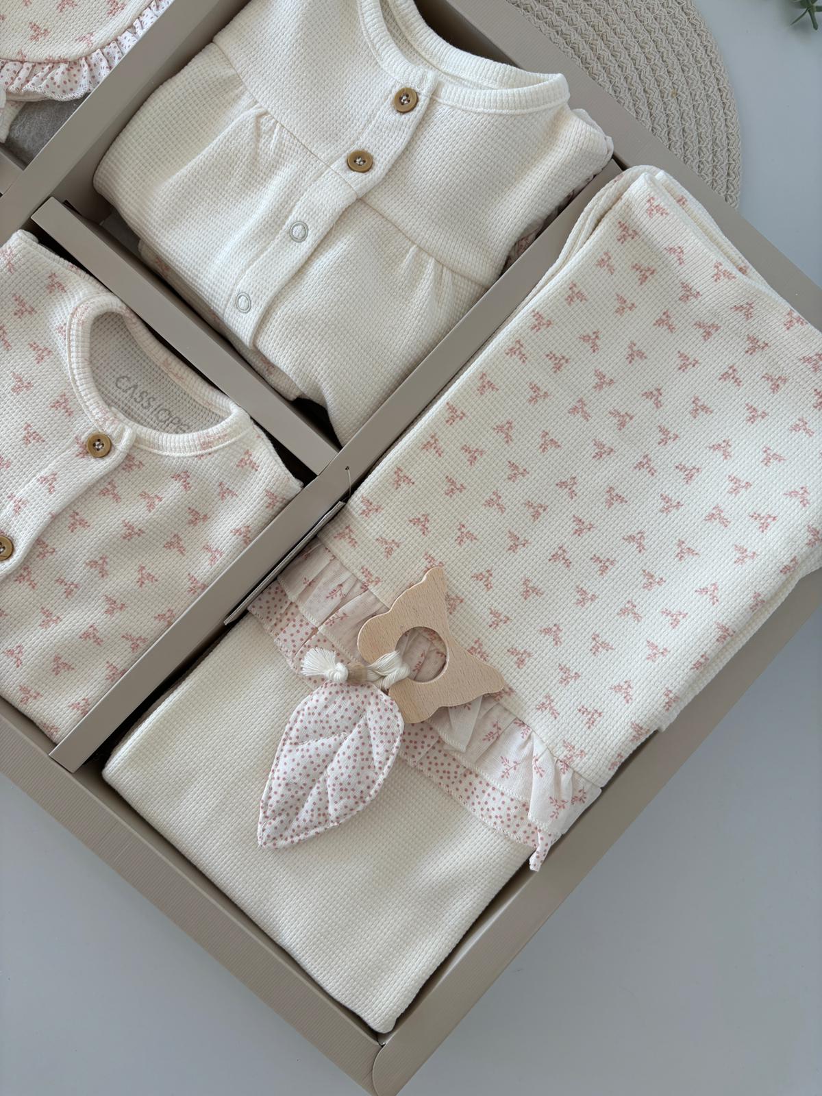 Kız Bebek Çiçek Baskılı Premium 10'lu Hastane Çıkışı Ekru