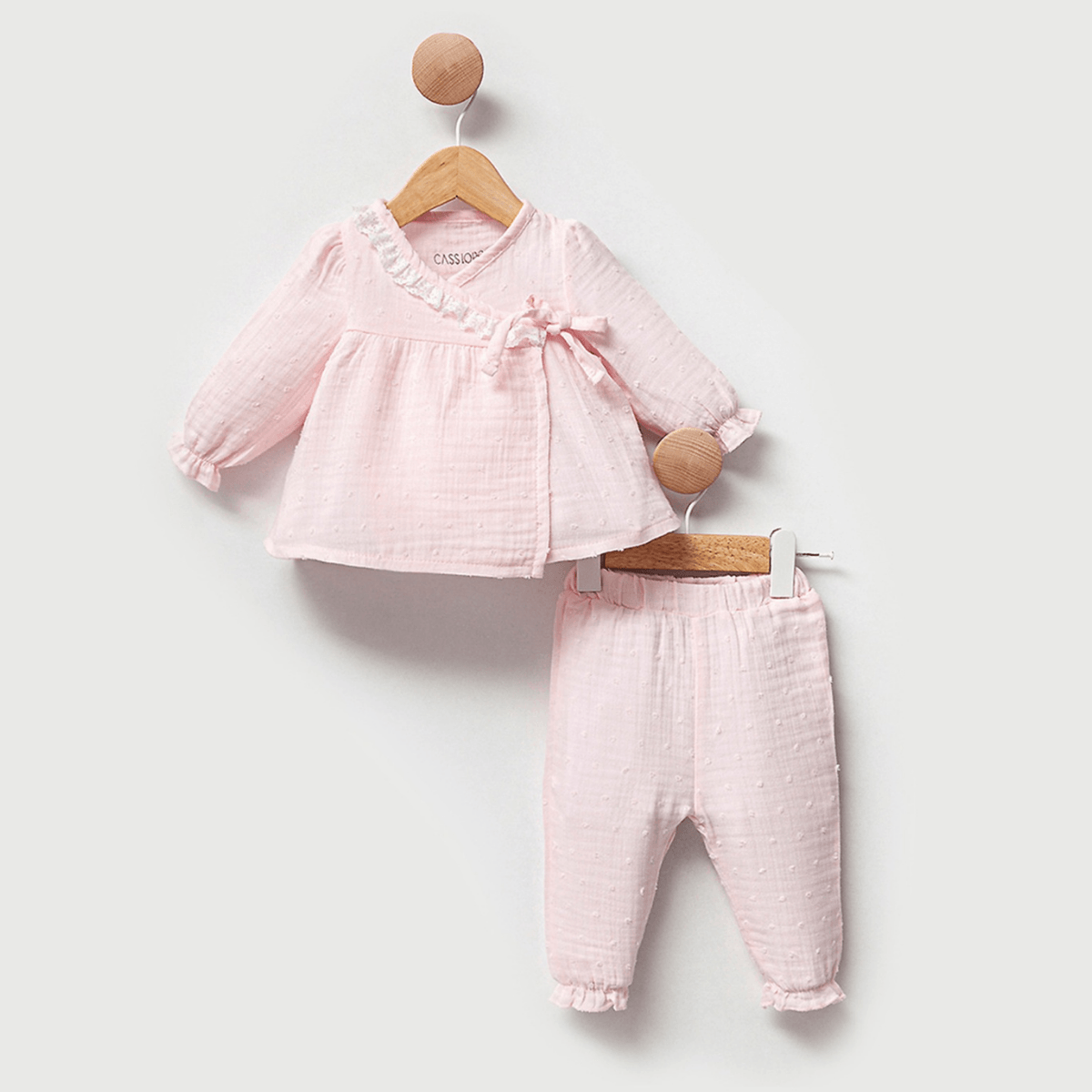 Kız Bebek 2'li Pembe Müslin Takım