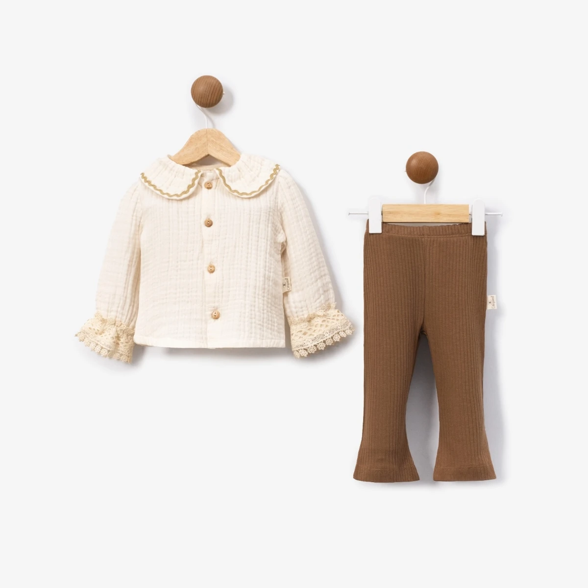 Kız Bebek Pamuklu Müslin 2'li Takım