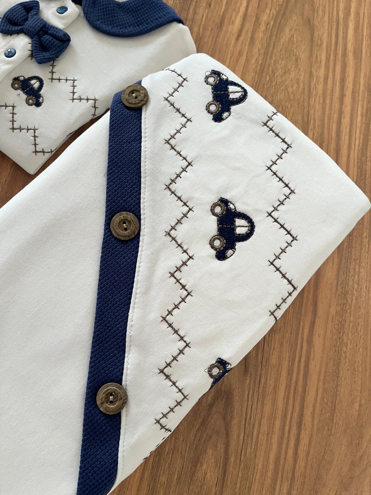 Erkek Bebek Pamuklu Araba Baskılı 0-3 Ay 10'lu Hastane Çıkışı