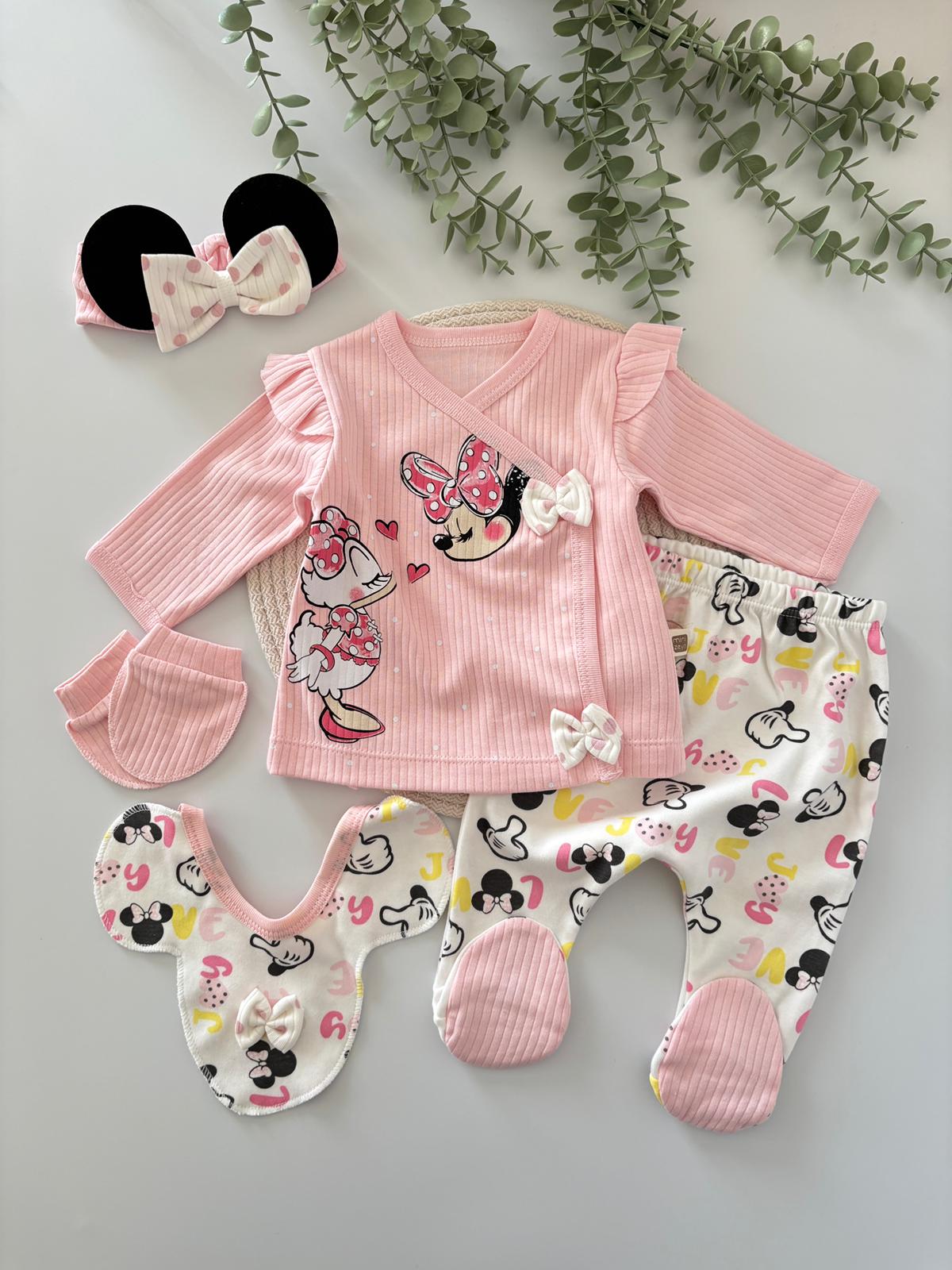 Kız Bebek 5’li Hastane Çıkış Seti Pembe Renk