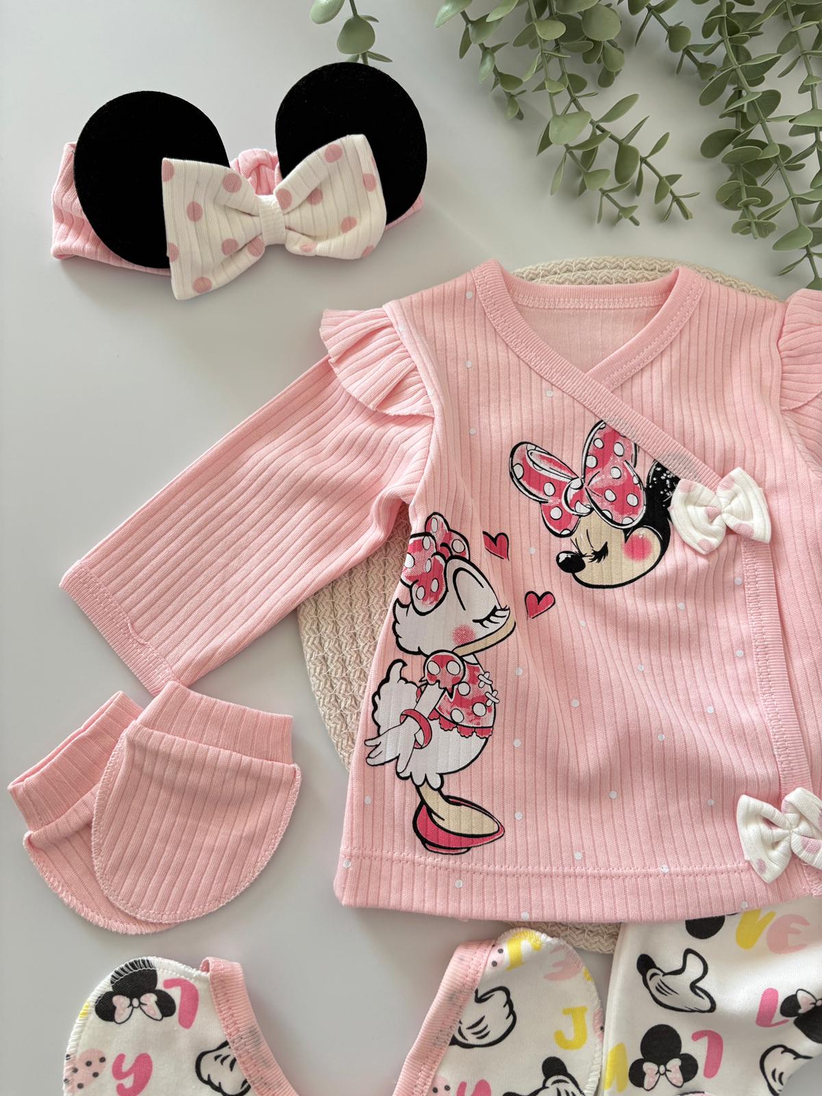 Kız Bebek 5’li Hastane Çıkış Seti Pembe Renk