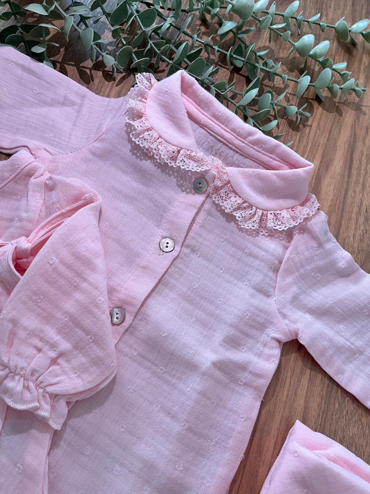 Kız Bebek Pamuklu 10 Parça Müslin Hastane Çıkışı Pembe