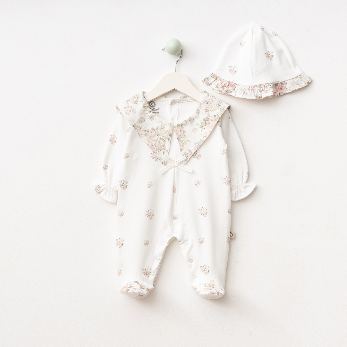 Kız Bebek Premium Çiçekli Bebe Yaka Tulum 