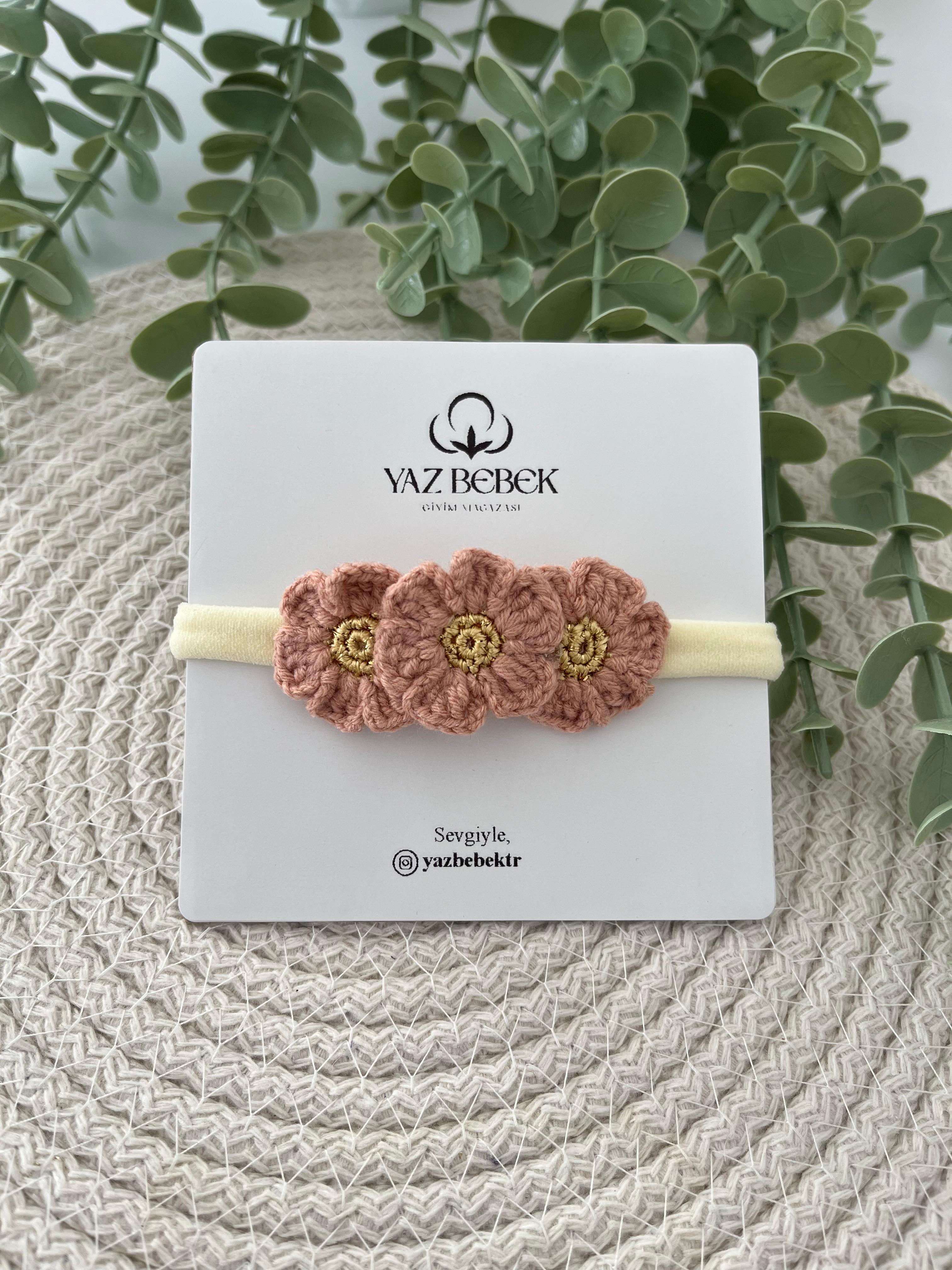 Papatya Üçlü Pudra Renkli Çiçek Bandana