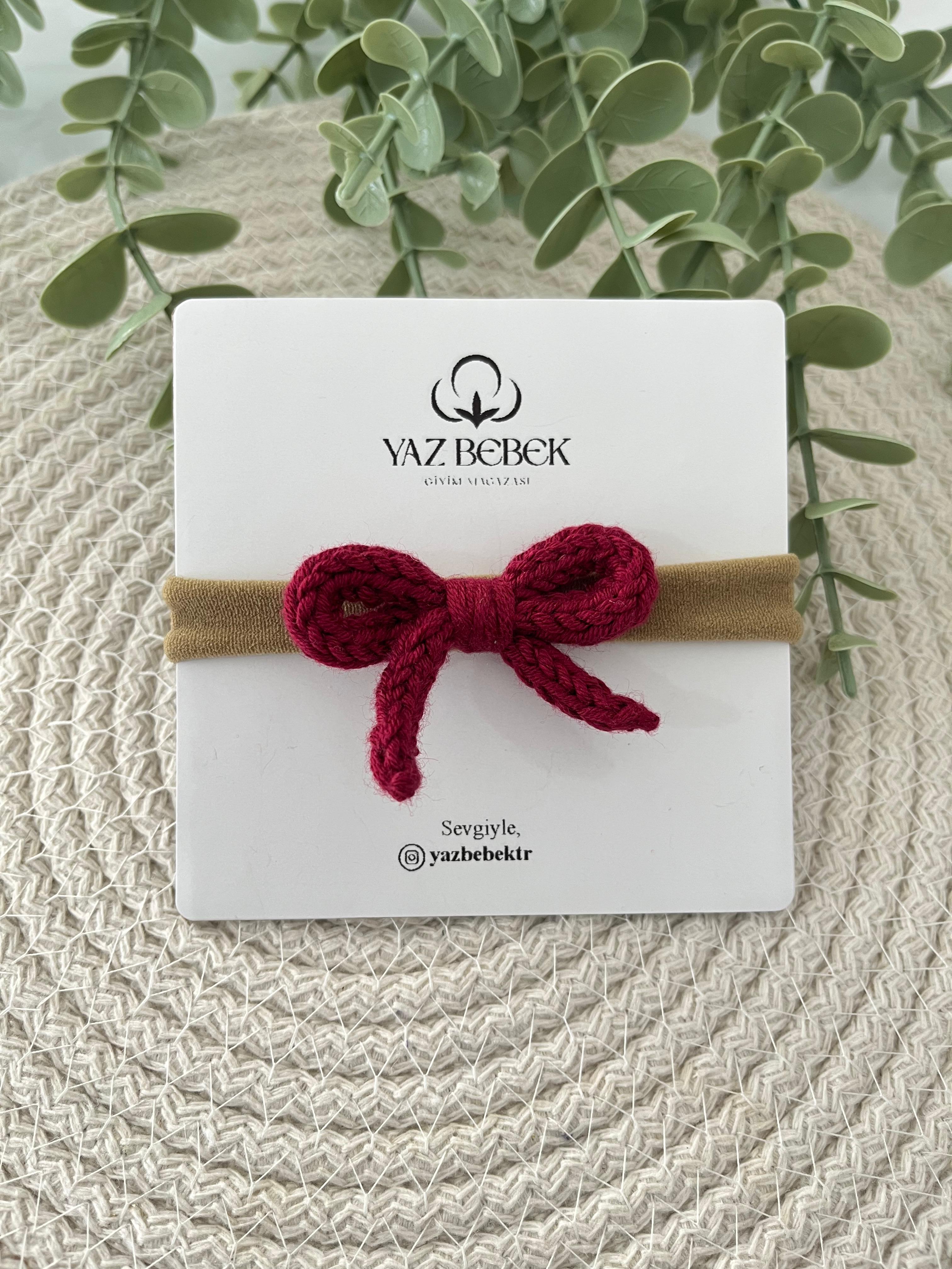 Viola Örgü Bordo Renkli Fiyonk Bandana