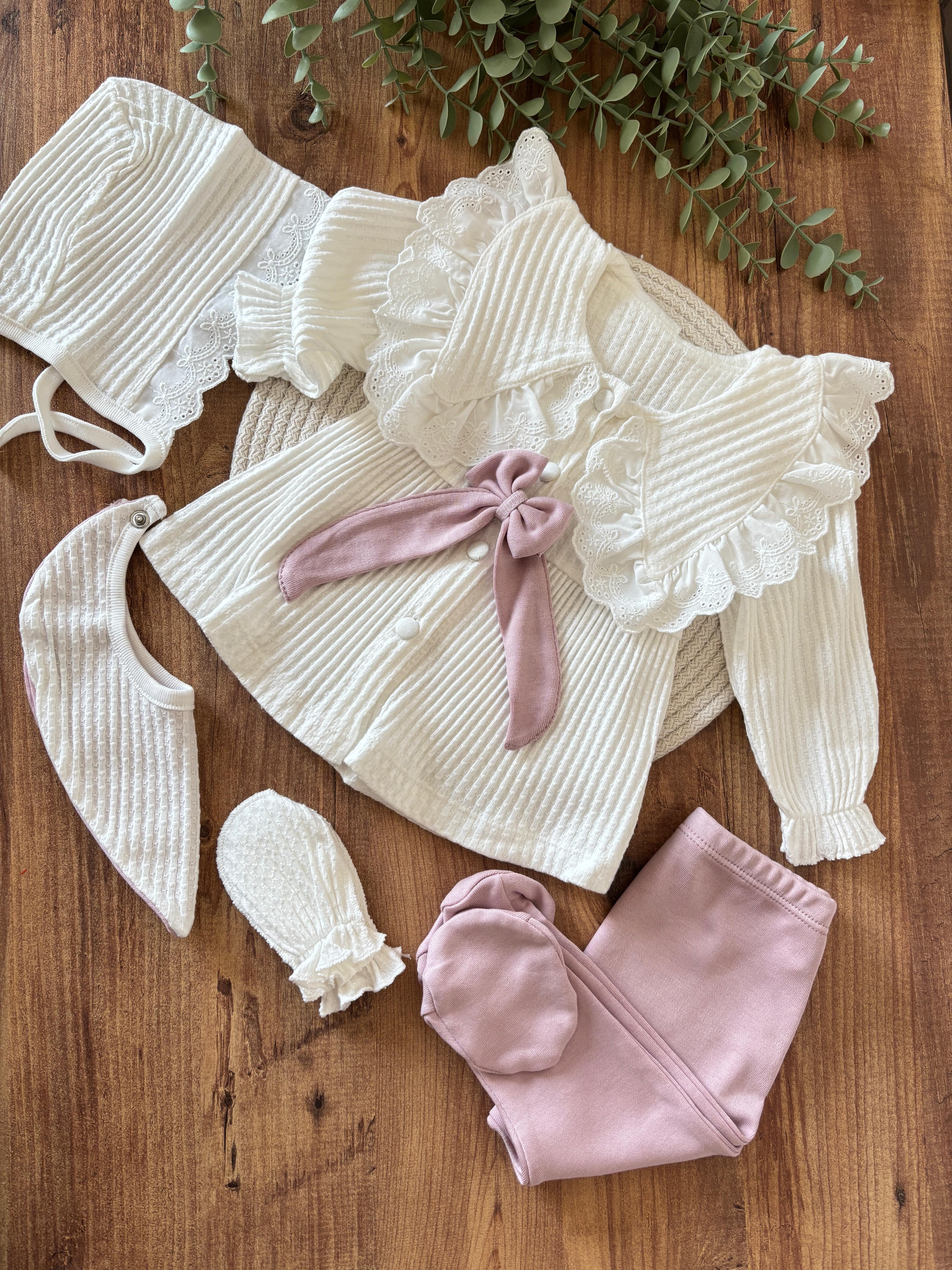 Kız Bebek Mary 5’li Set – Hastane Çıkışı, Lila Renk