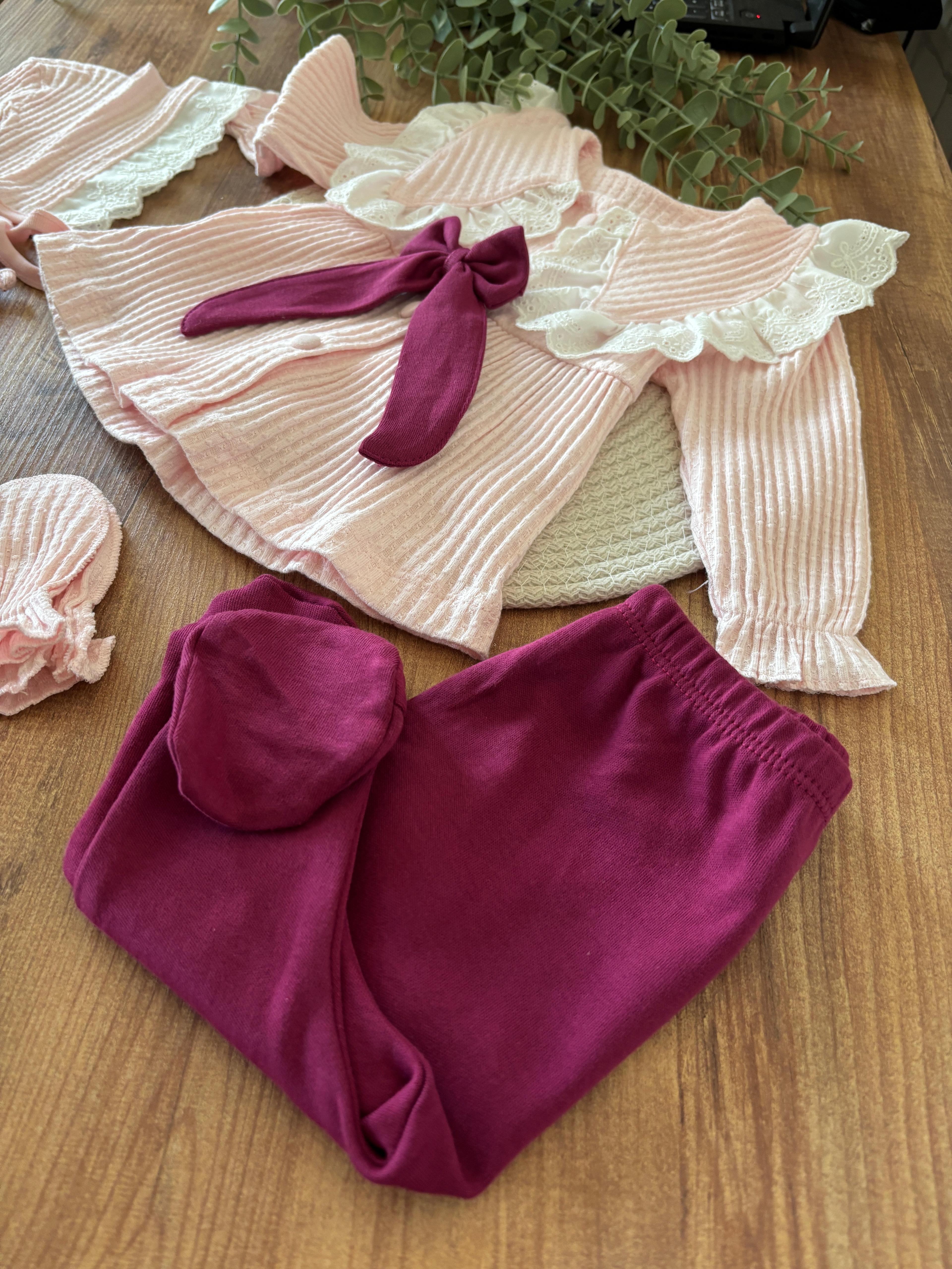 Kız Bebek 0-3 Ay Mary 5’li Set Mürdüm Renk