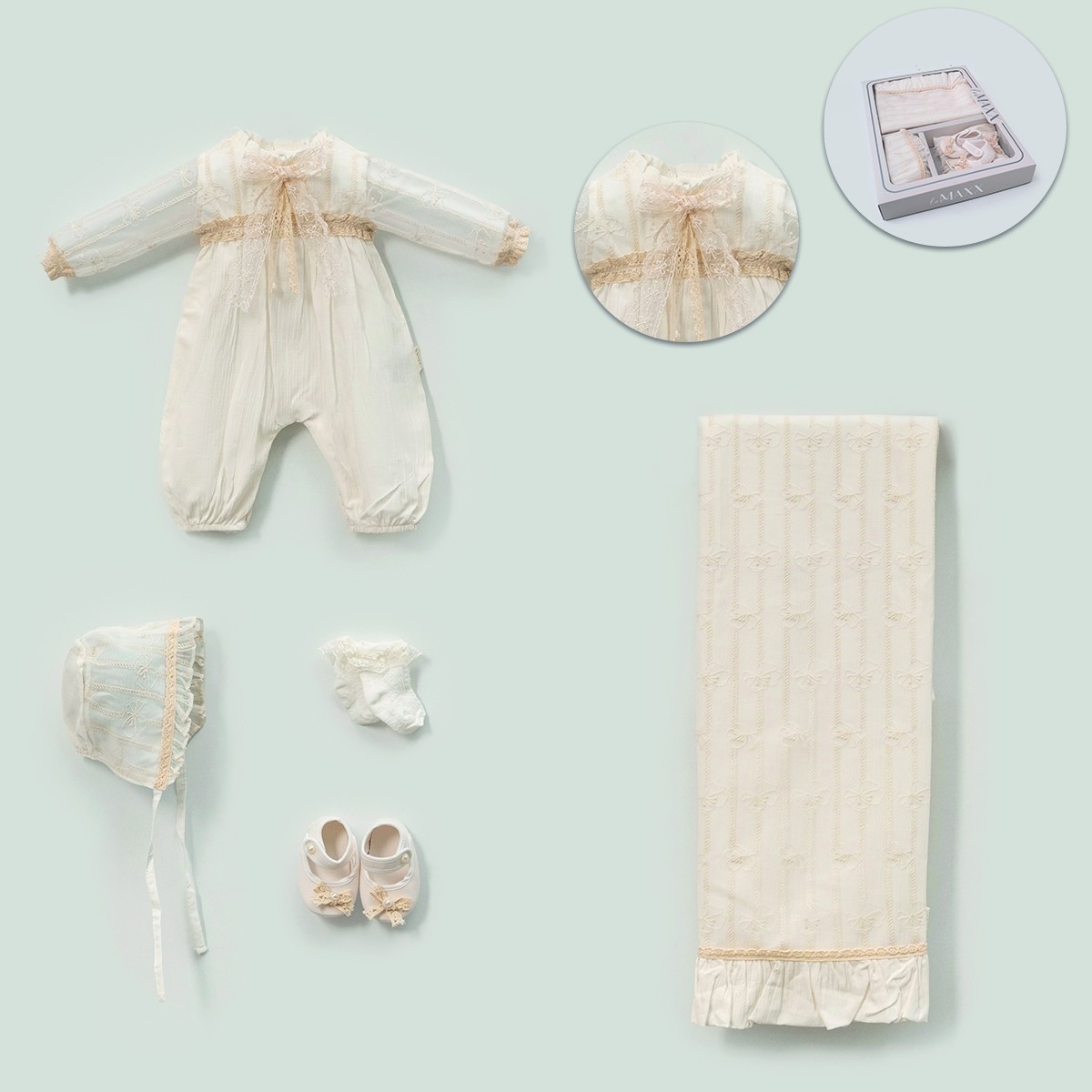 Kız  Bebek 0-3 Ay Dantelli Premium 5'li Set