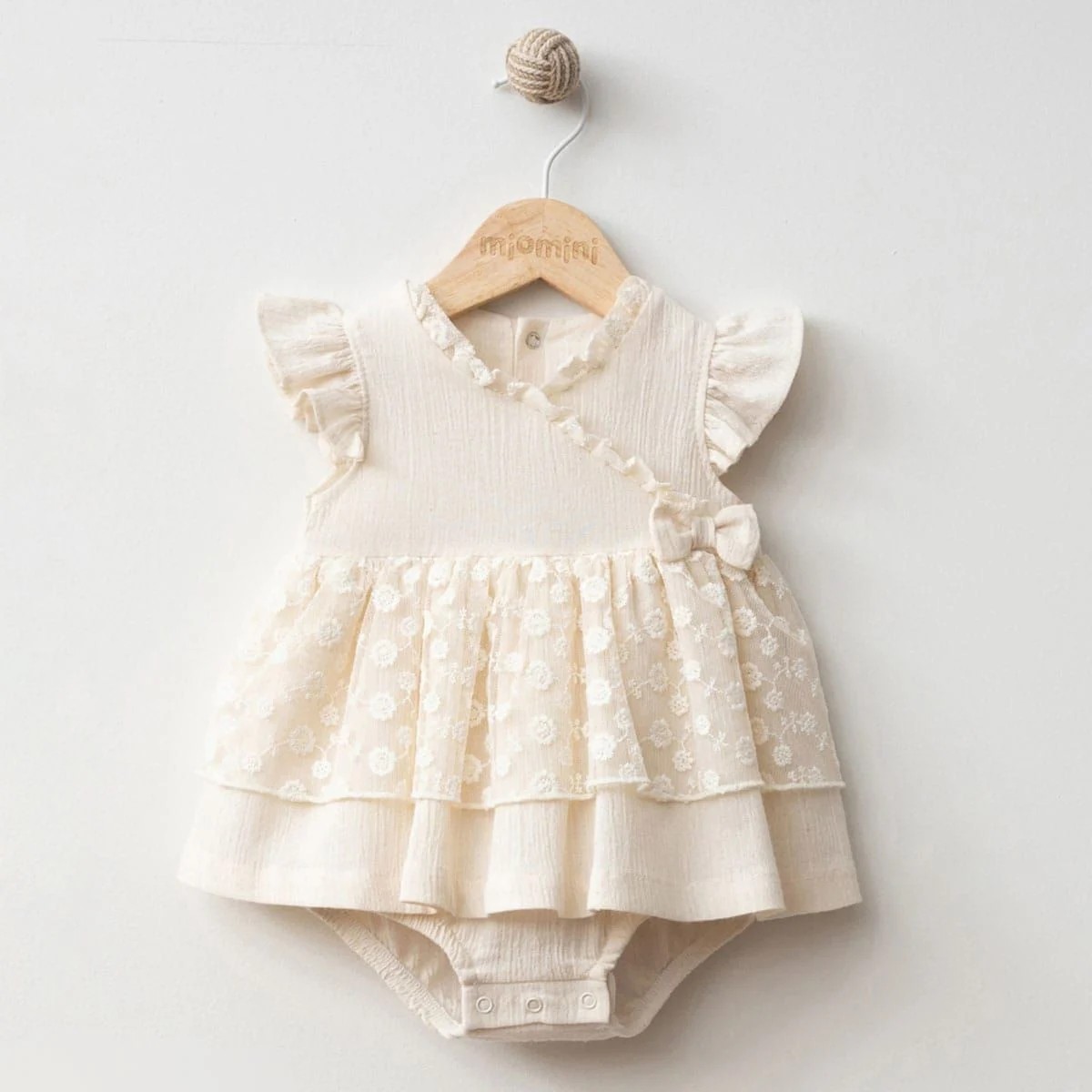 Kız Bebek Lilya Brodeli Tül Body Bej Renk