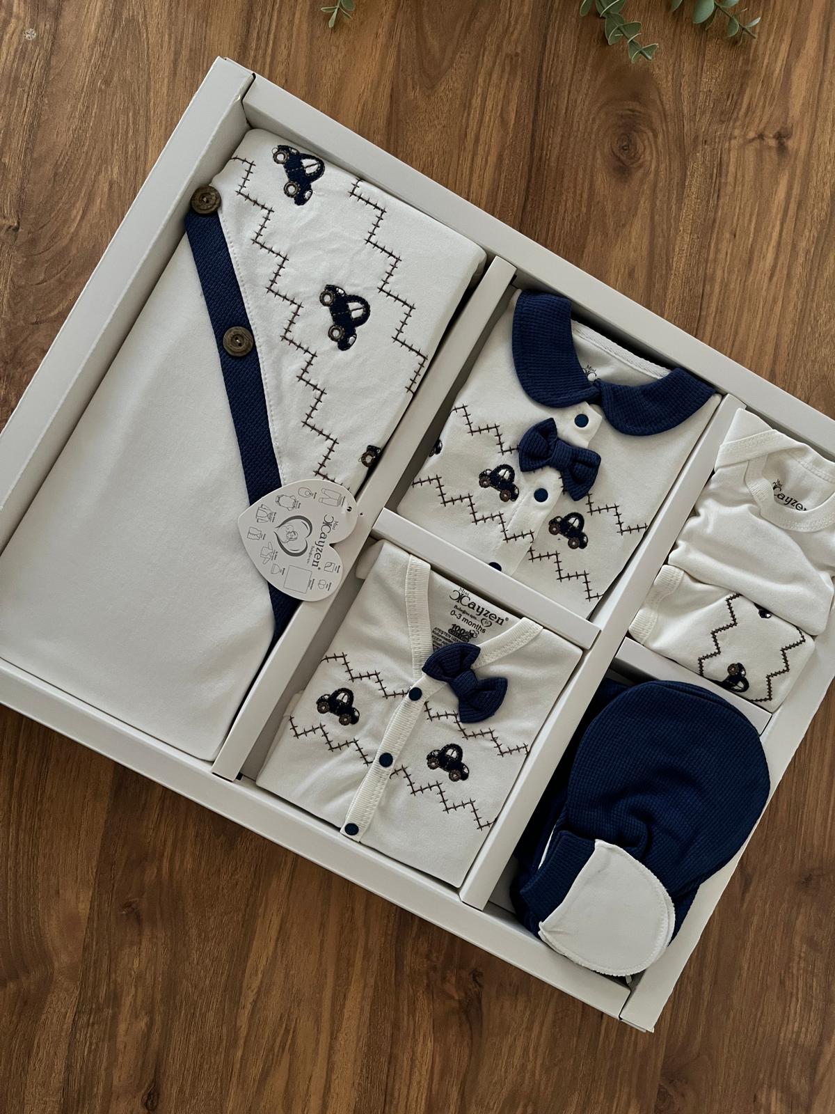 Erkek Bebek Pamuklu Araba Baskılı 0-3 Ay 10'lu Hastane Çıkışı