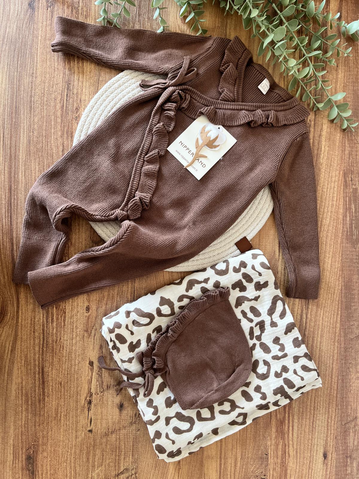 Kız Bebek 0-3 Ay Kruvaze Fırfırlı 3’lü Set %100 Pamuk