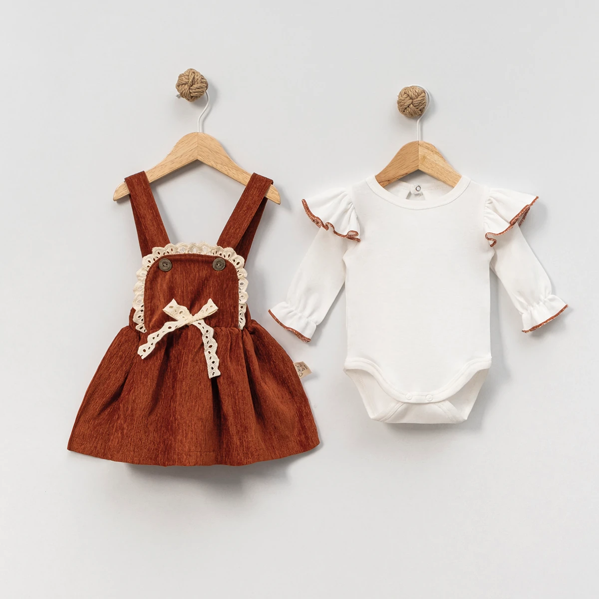 Kız Bebek Fitilli Kadife Jile Takım