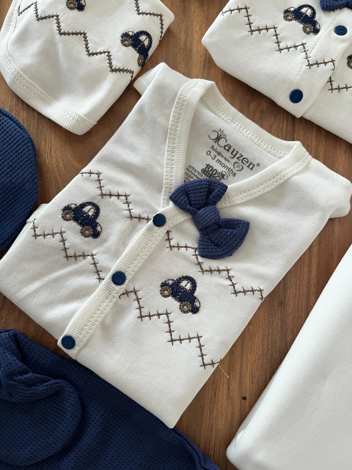 Erkek Bebek Pamuklu Araba Baskılı 0-3 Ay 10'lu Hastane Çıkışı