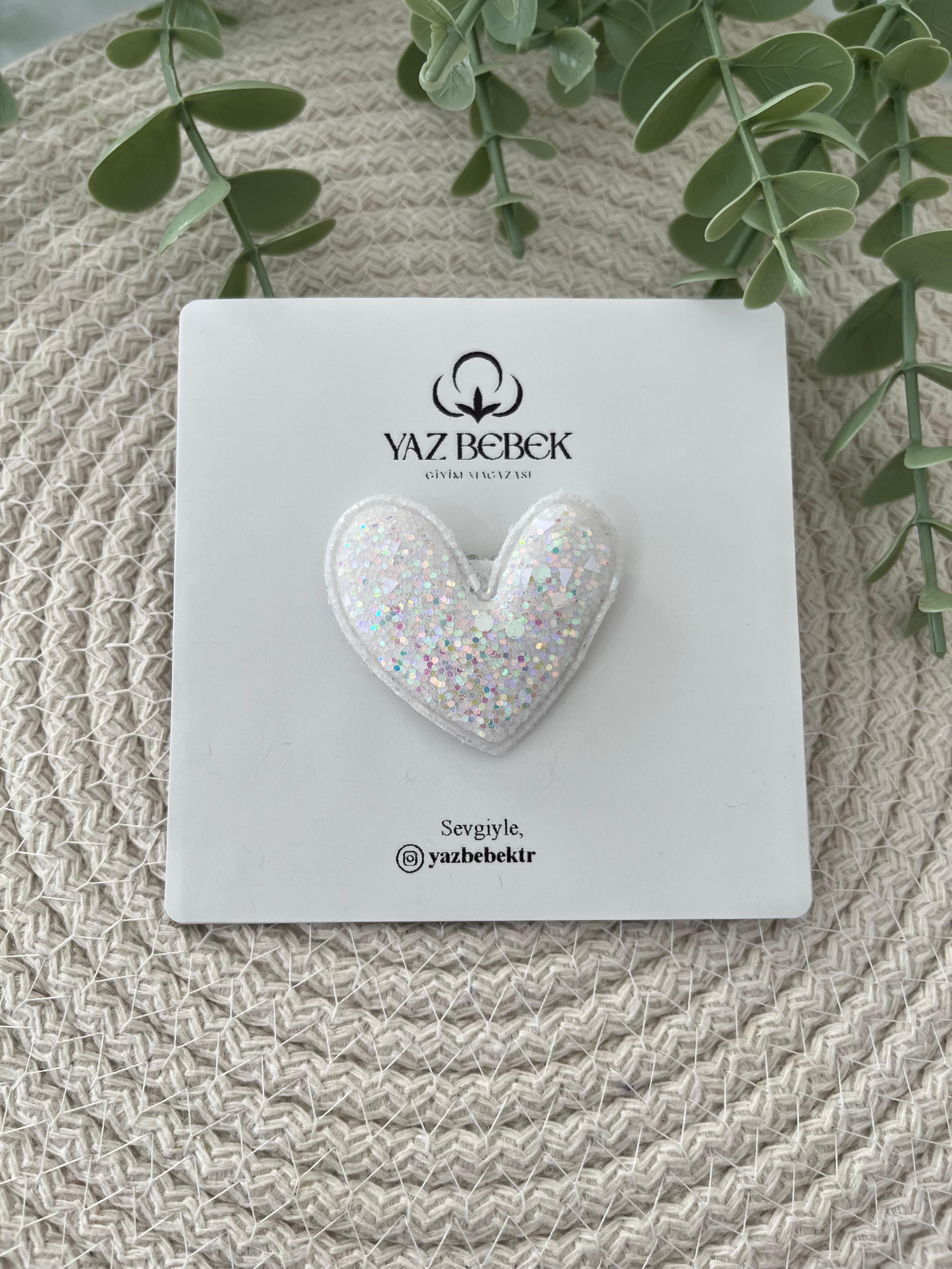 Işıltılı Kar Tanesi Kalp Toka