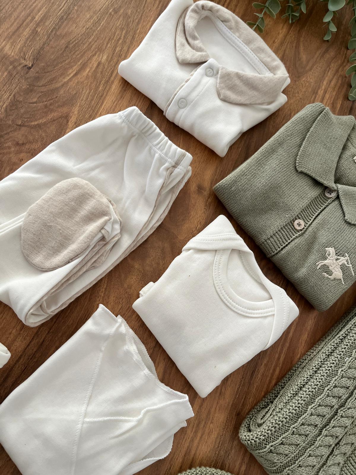 Erkek Bebek 0-3 Ay Dustin 10'lu Polo Yaka Yeşil Renk Hastane Çıkış Seti