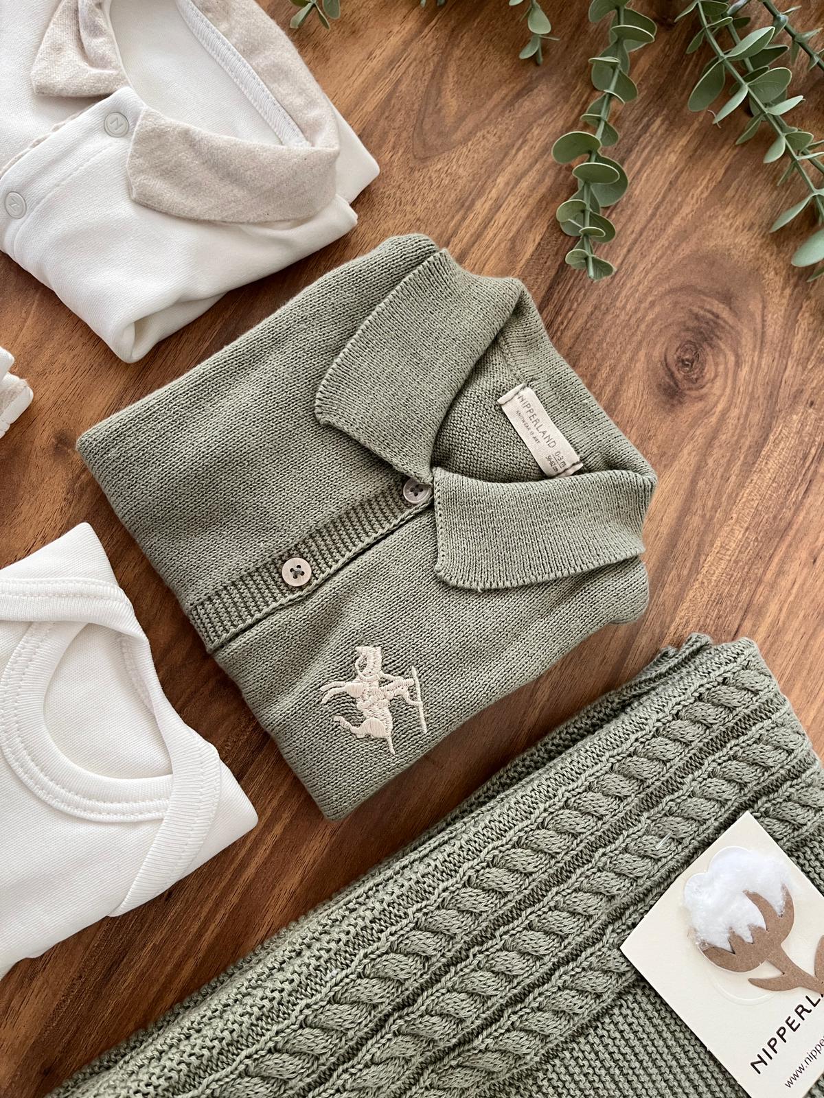 Erkek Bebek 0-3 Ay Dustin 10'lu Polo Yaka Yeşil Renk Hastane Çıkış Seti