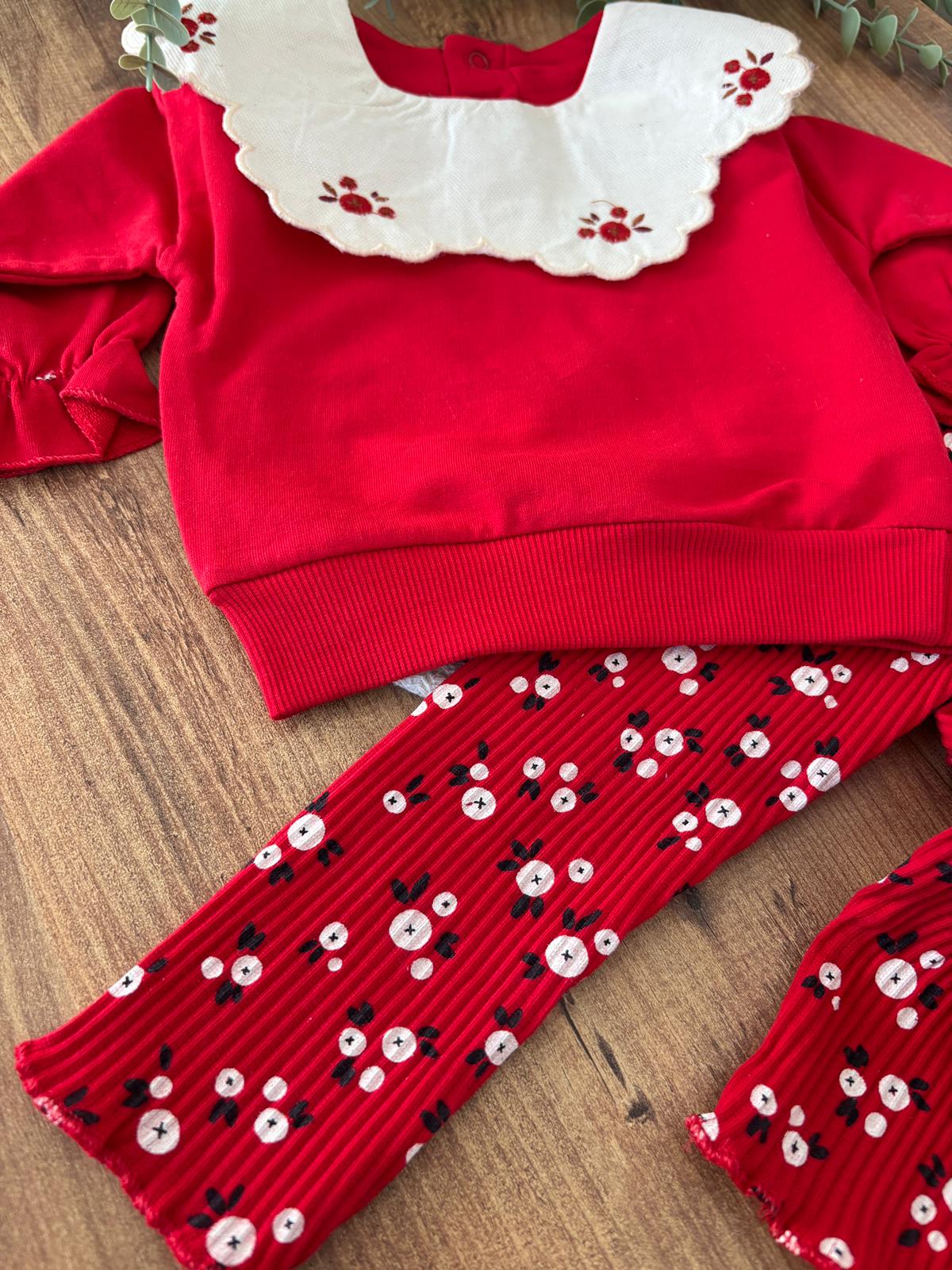 Kız Bebek Çıtır Çiçek Yakalı 2'li Takım