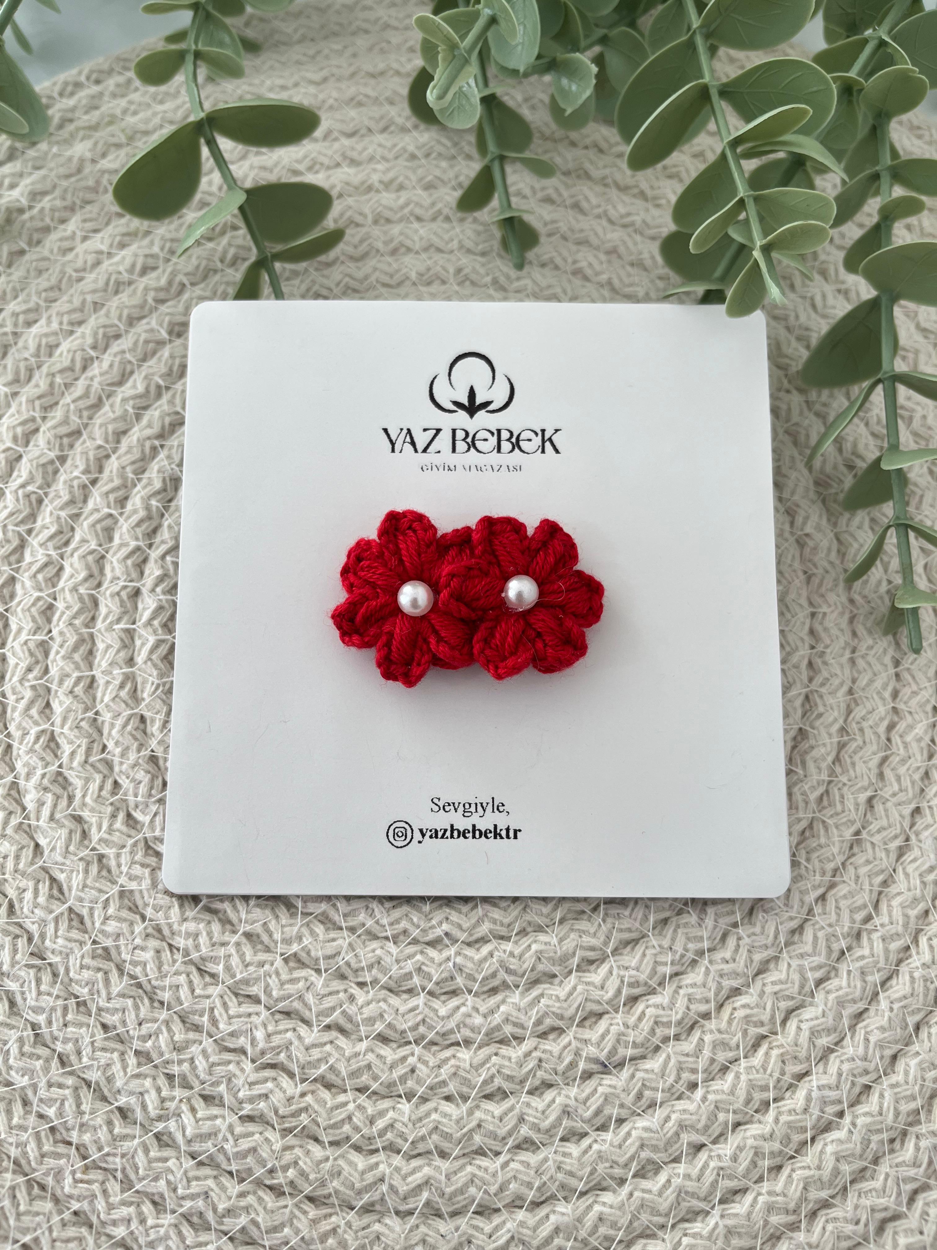 Daisy İkili Kırmızı Papatya Toka