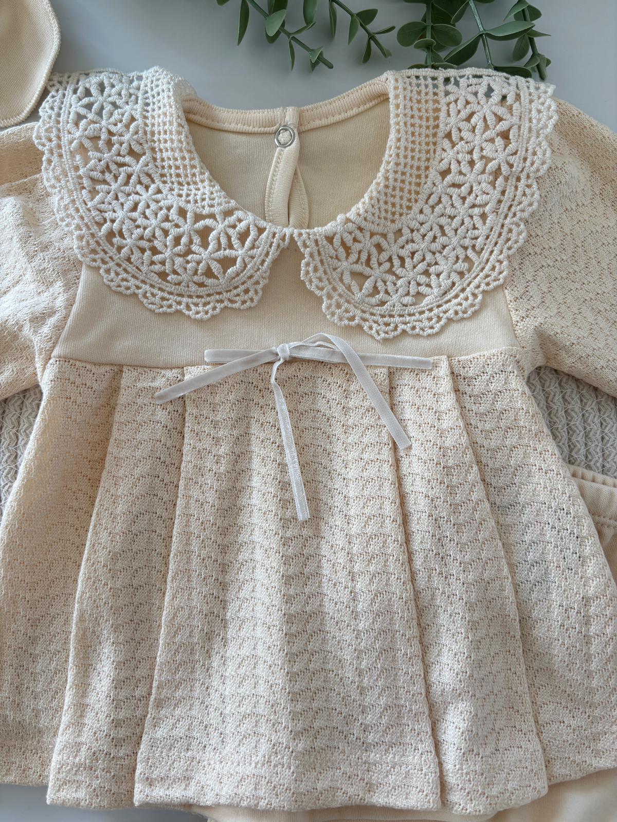 Kız Bebek 0-3 Ay NATALIA 5’li Hastane Çıkış Seti Krem Renk