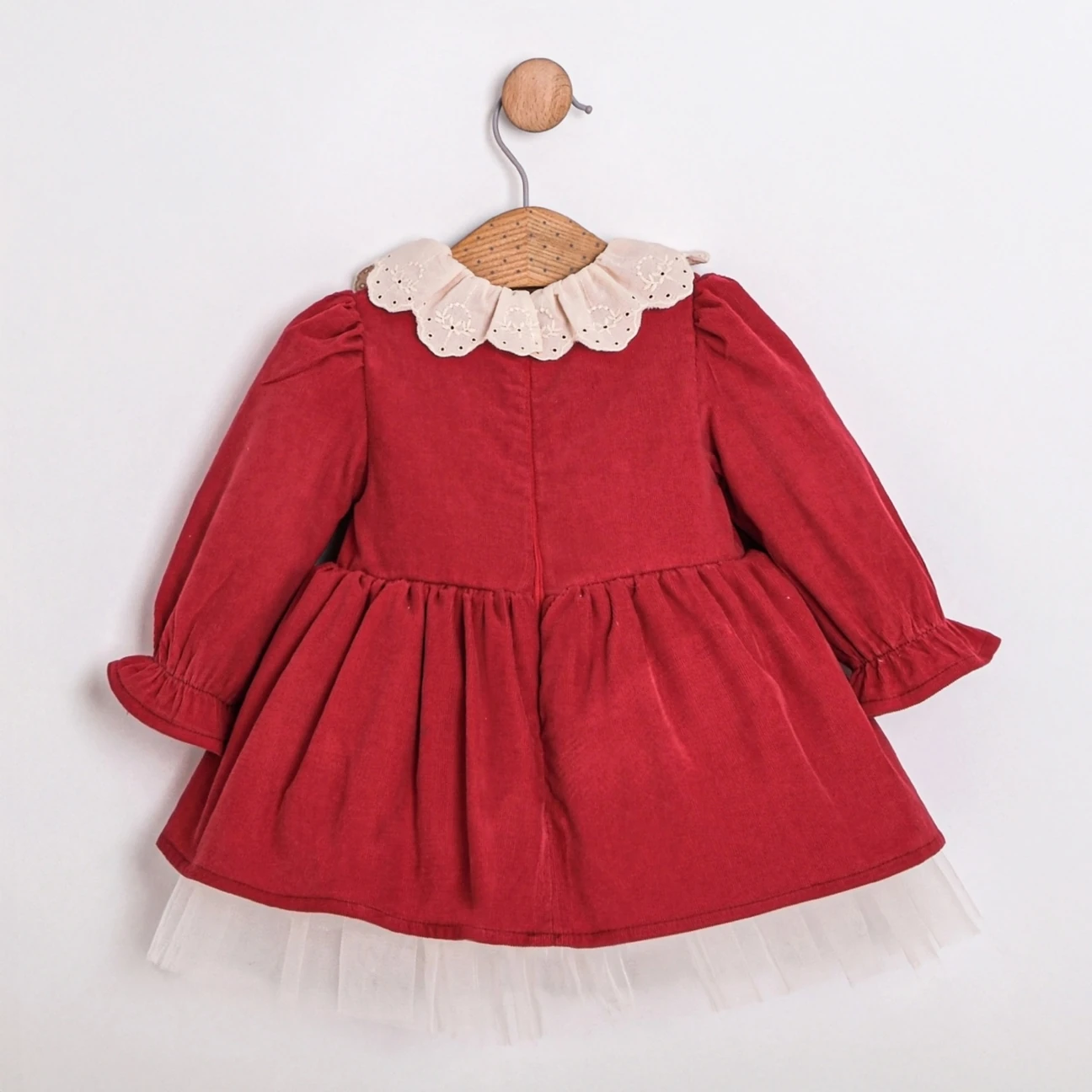 Kız Bebek Ruby Fiyonk Detaylı Tül Elbise Kırmızı Renk