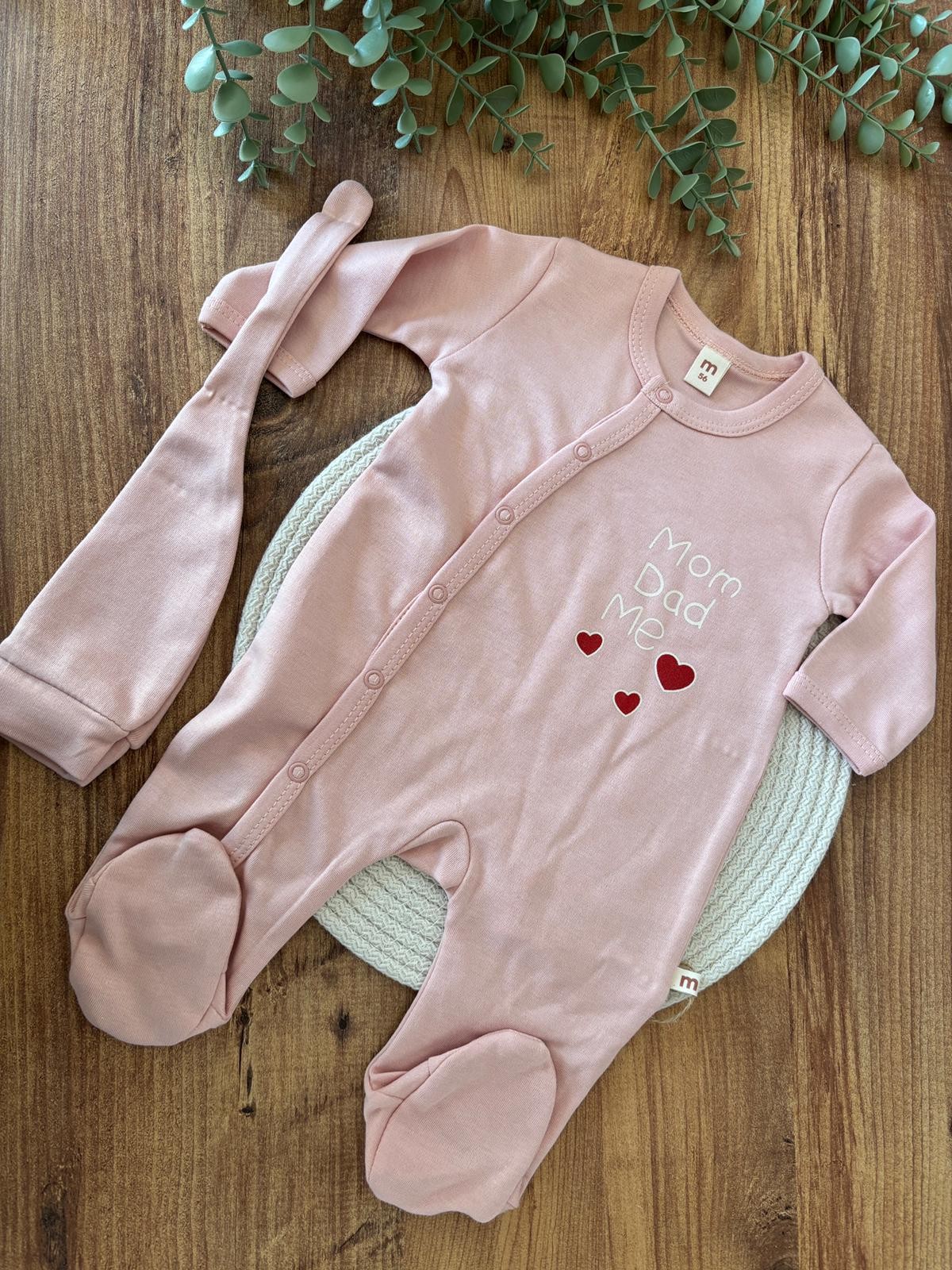 Kız Bebek 2’li Şapkalı Tulum Pembe Renk