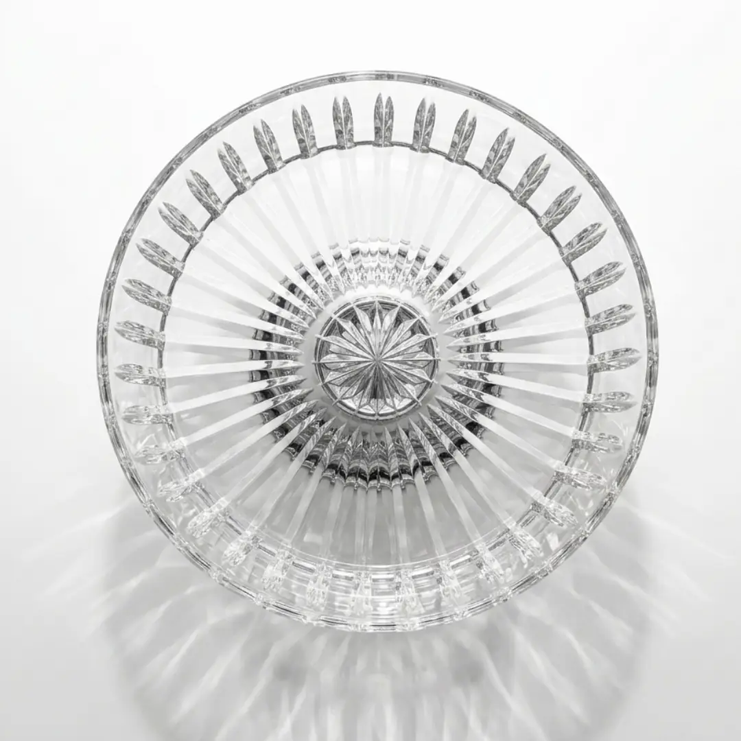 Silver Footed Vertically Striped Crystal Bowl 25 cm