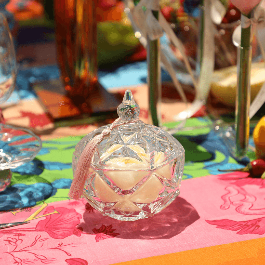 Blossom Candle Mum & ilovehomeglass Kristal Şekerlik