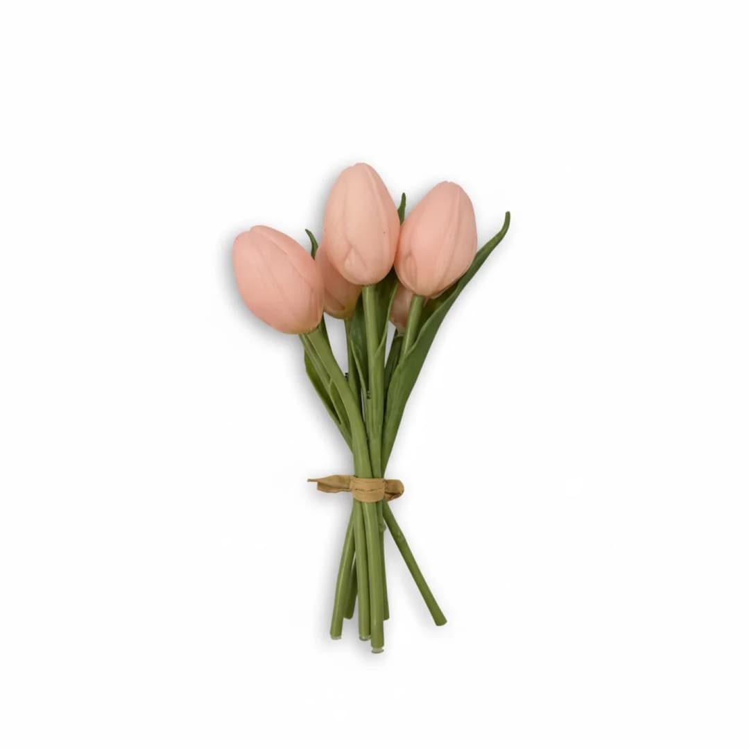وردي صغير صناعي بملمس طبيعي زهرة التوليب 16 cm
