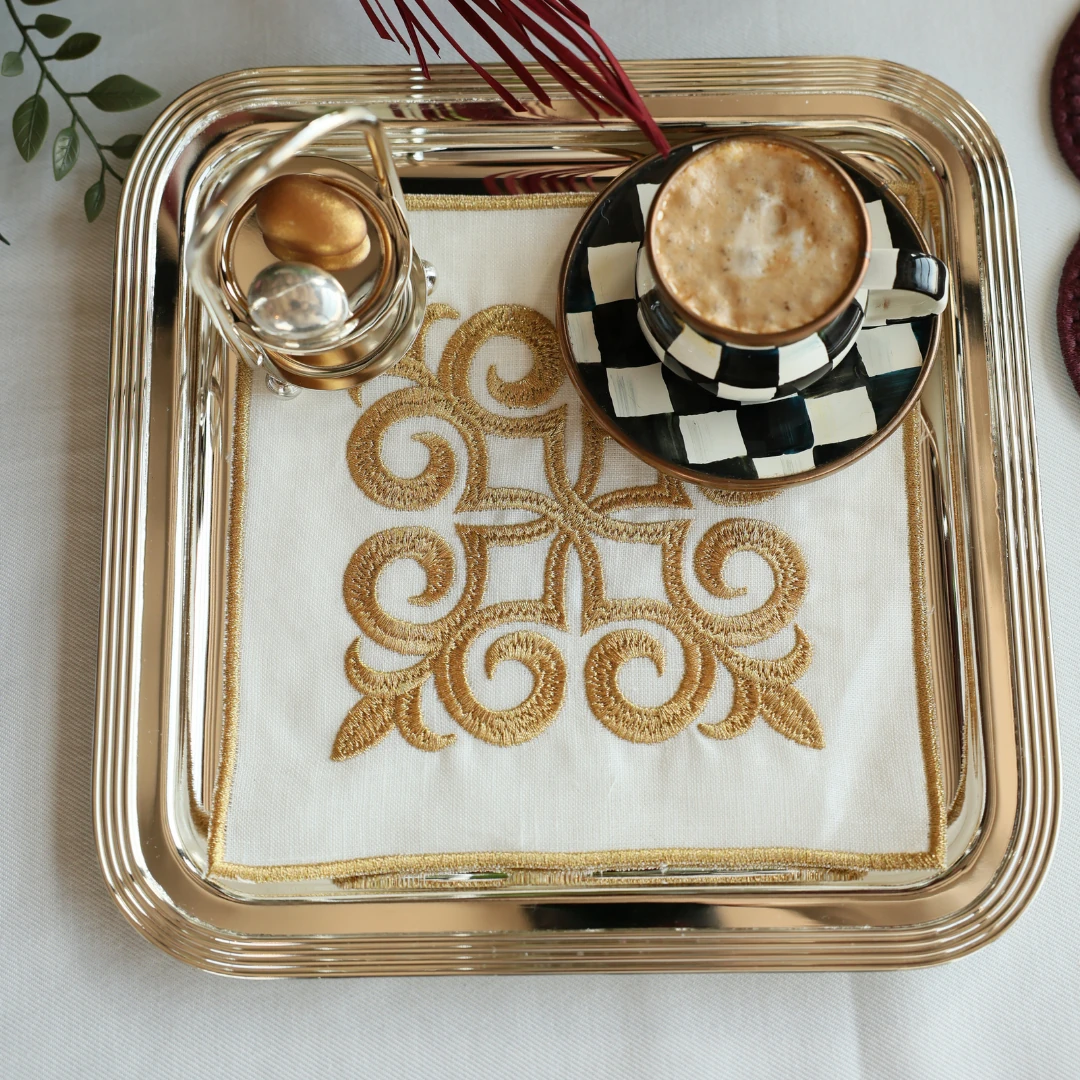 Gümüş Çubuklu Sunum Tepsi 26,5 x 26,5 cm